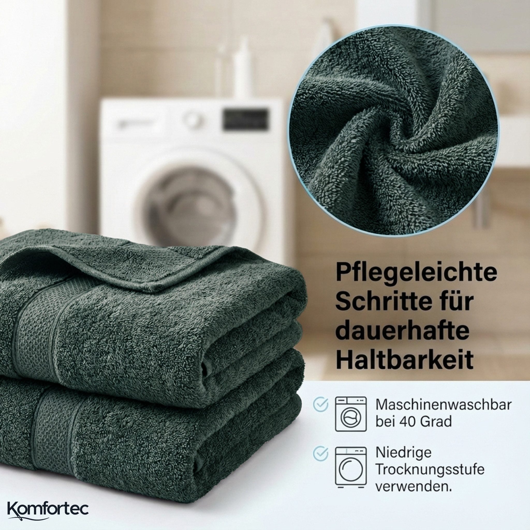 Komfortec Handtuch Set aus 100% Baumwolle, 4 Handtücher 50x100 cm und 4 Badetücher 70x140 cm, Frottee (Packung, 8-St), Duschtücher & Badehandtuch, Weich, Towel, – Bild 4 von 5