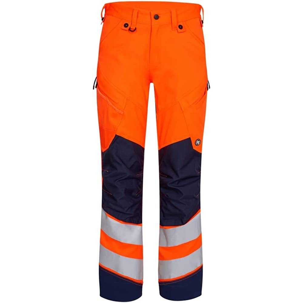 FE ENGEL Arbeitshose Safety Knietasche und Klettverschluss CORDURA®-Verstärkung Orange/Blau mit