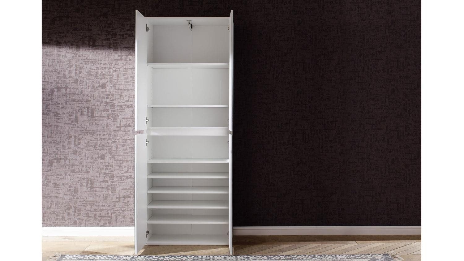trendteam Garderobenschrank Garderobenschrank Mirror 4-trg weiß Spiegel Schuhschrank