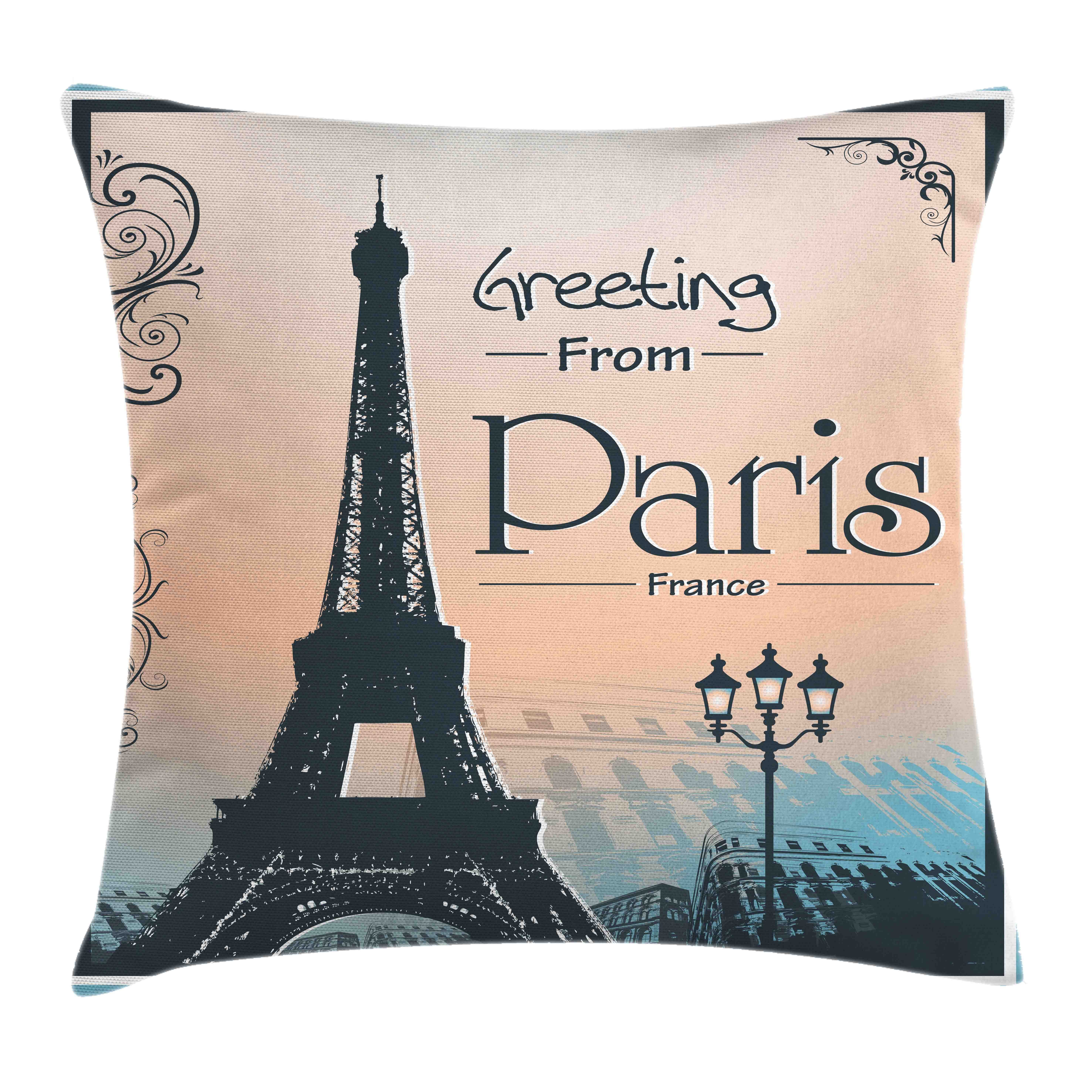 Abakuhaus Druck, mit Farbfesten Kissenhülle Eiffelturm mit Klaren von Paris Beidseitiger Reißverschluss Stück), Kissenbezüge (1 Waschbar Farben Gruß