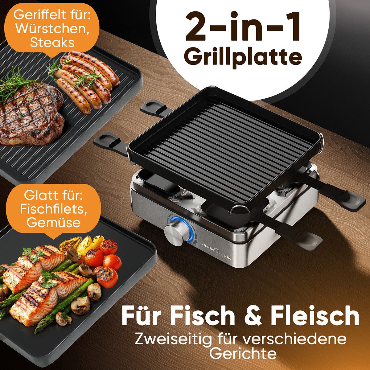 ProfiCook Raclette PC-RG 1301, Raclette, inkl. 4 Pfännchen und 4 Spachtel