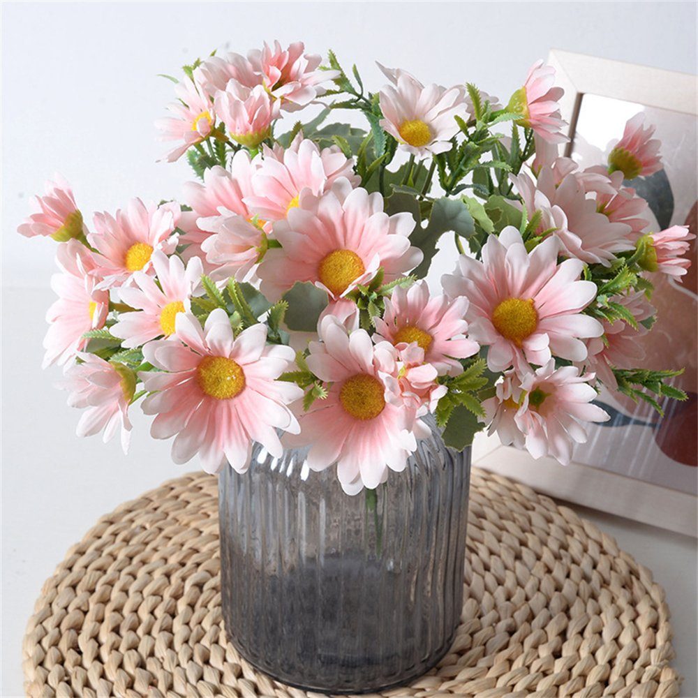 Kunstblumenstrauß Chrysantheme Künstliche Blume, Hochzeitsdekoration Blumenarrangement, Rouemi, 5Sträuße Rosa