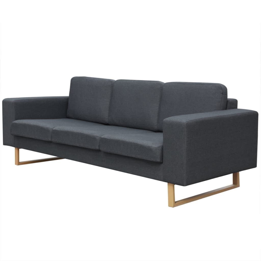 furnicato 3-Sitzer Sofa Stoff Dunkelgrau | Einzelsofas
