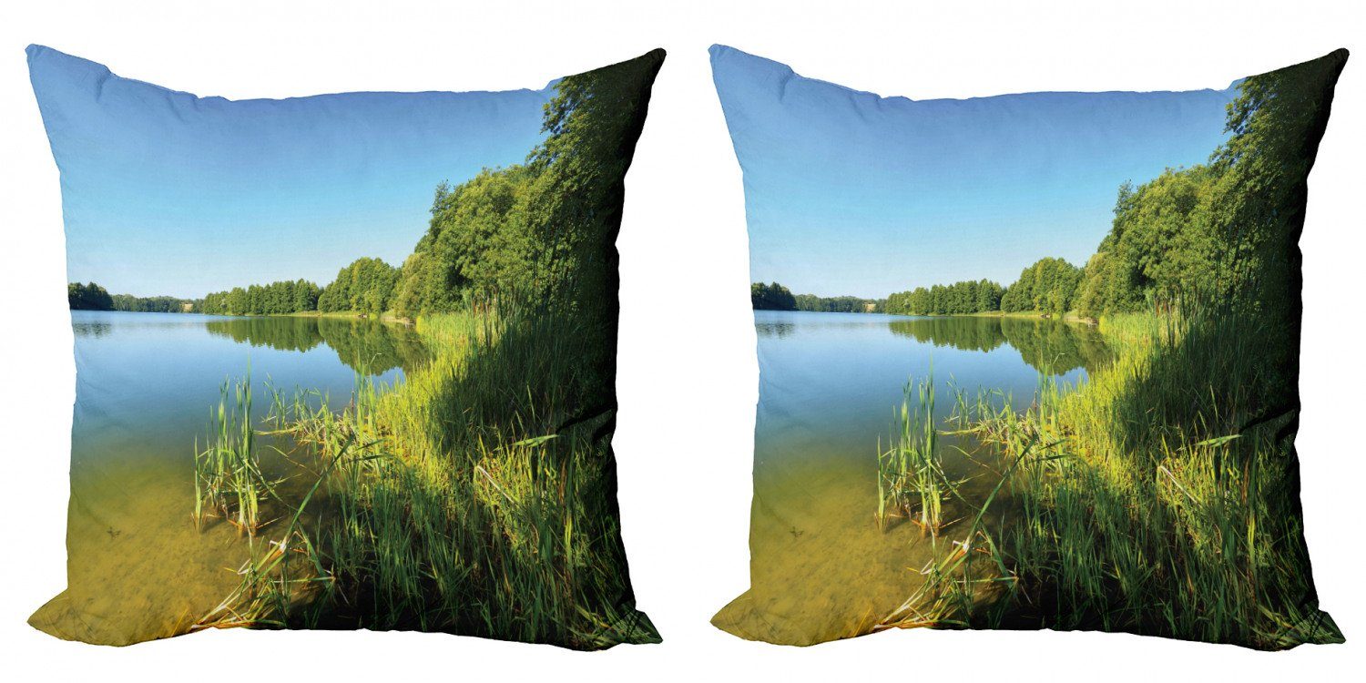 Kissenbezüge Modern Accent Doppelseitiger Digitaldruck, Abakuhaus (2 Stück), lake Forest Küste Bäume Natur