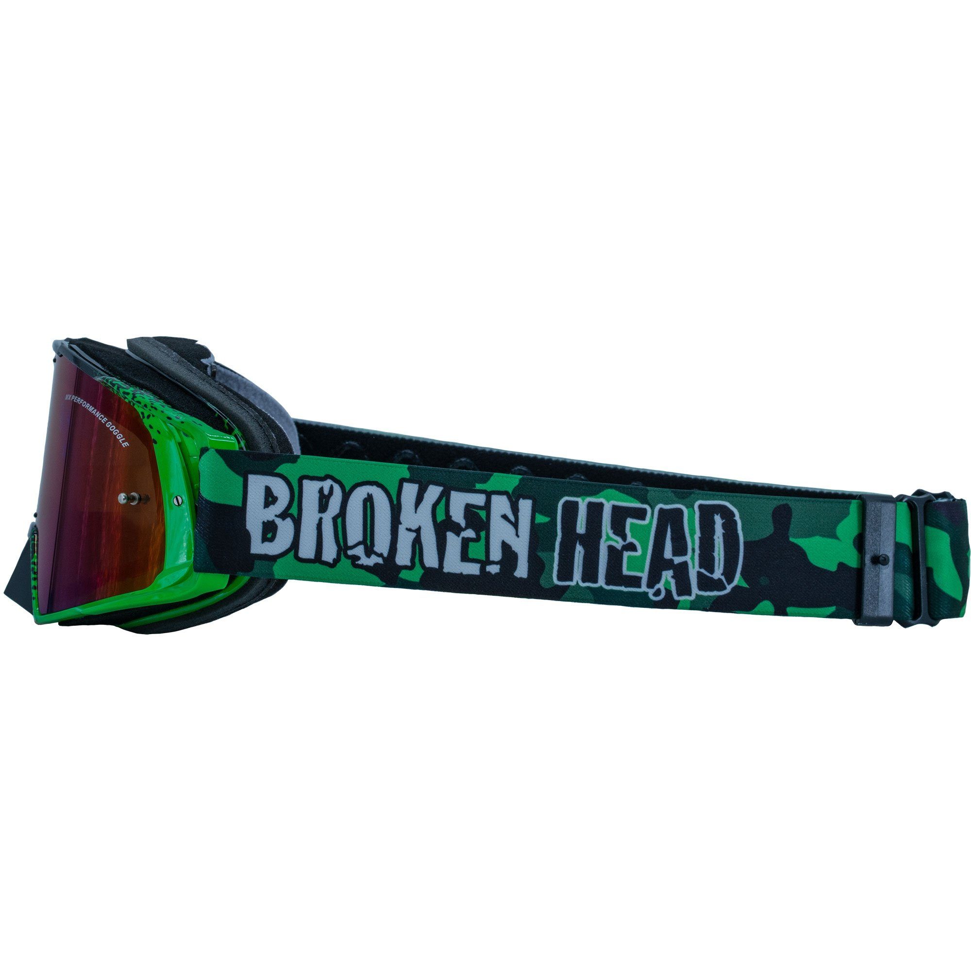Broken Head Motorradbrille MX-Regulator verstellbar Grün, Größe