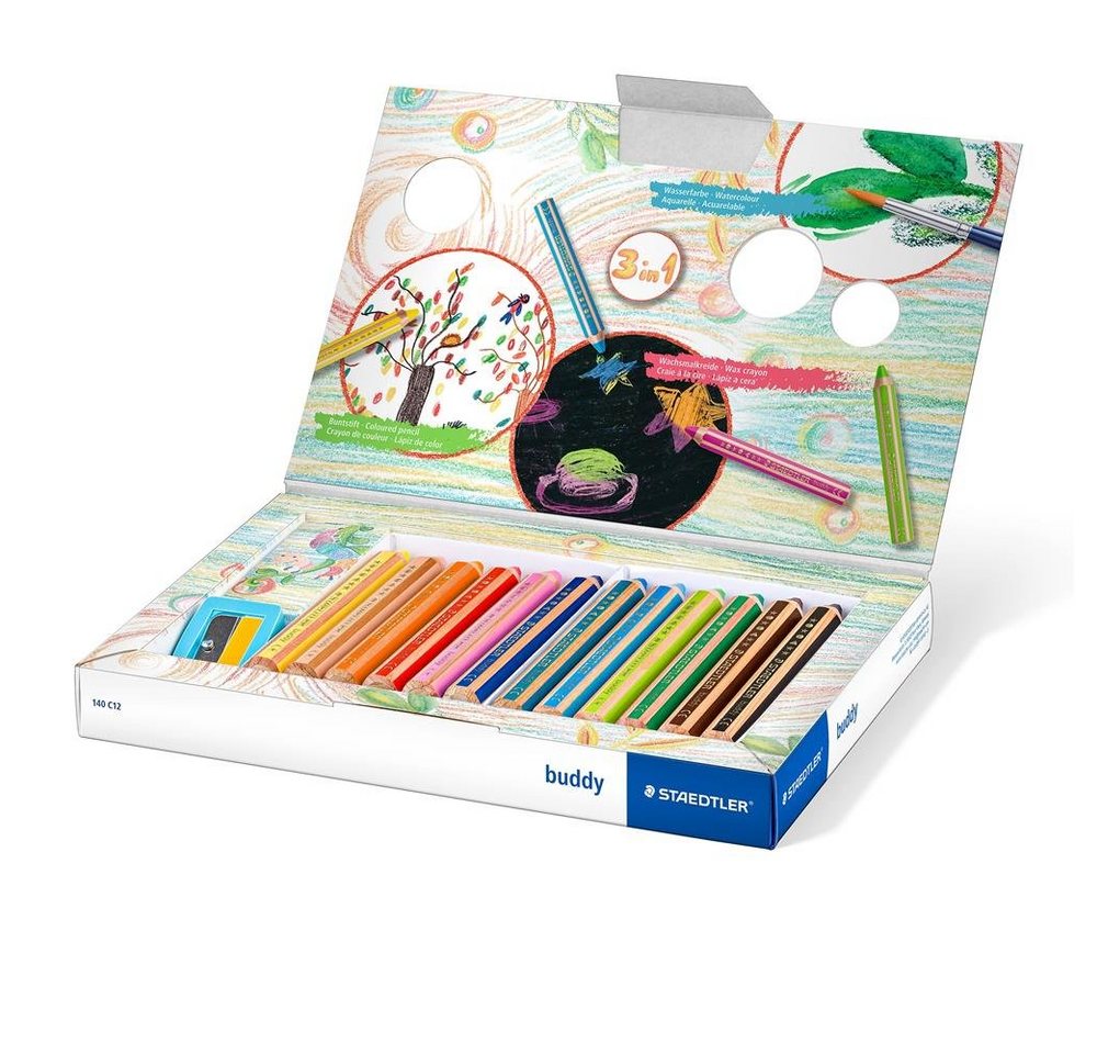 Thumbnail - STAEDTLER Buntstift 140 C12 buddy, Wachsmalstift, Aquarellstift, Kindermalstift