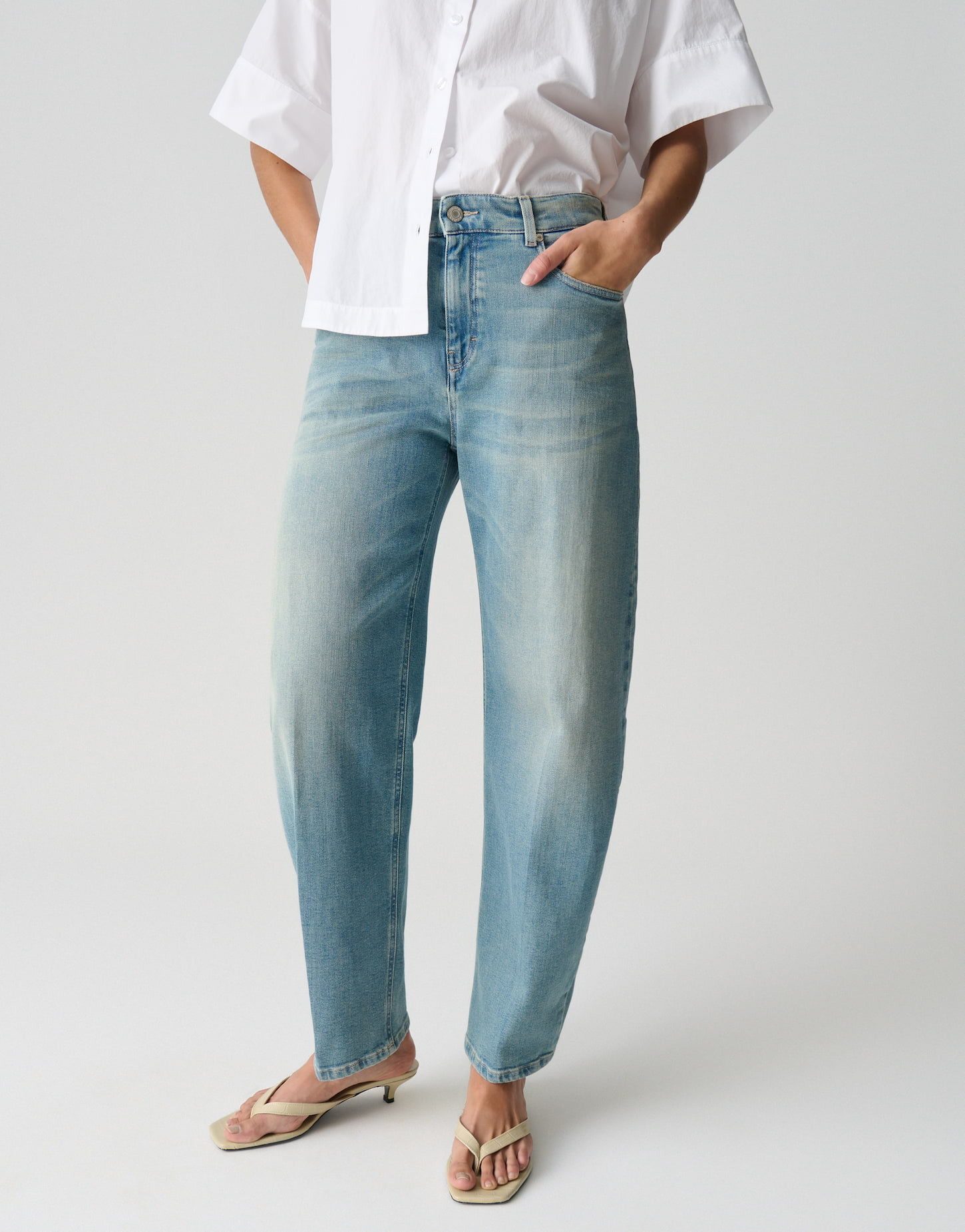 OPUS PANTS Relax-fit-Jeans MARI CLEAR Barrel Jeans mit Powerstretch Mid Rise Klassischer Five-Pocket-Stil mit Stretch