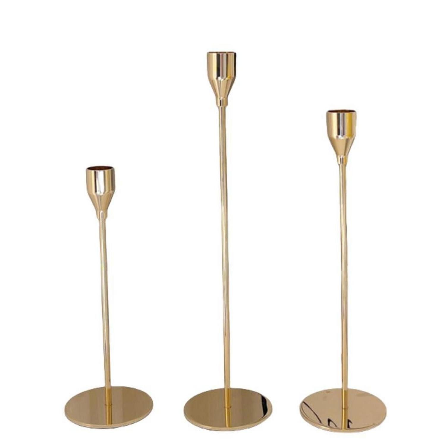LuxusKollektion Kerzenständer Kerzenständer Gold 3er Set Stabkerze