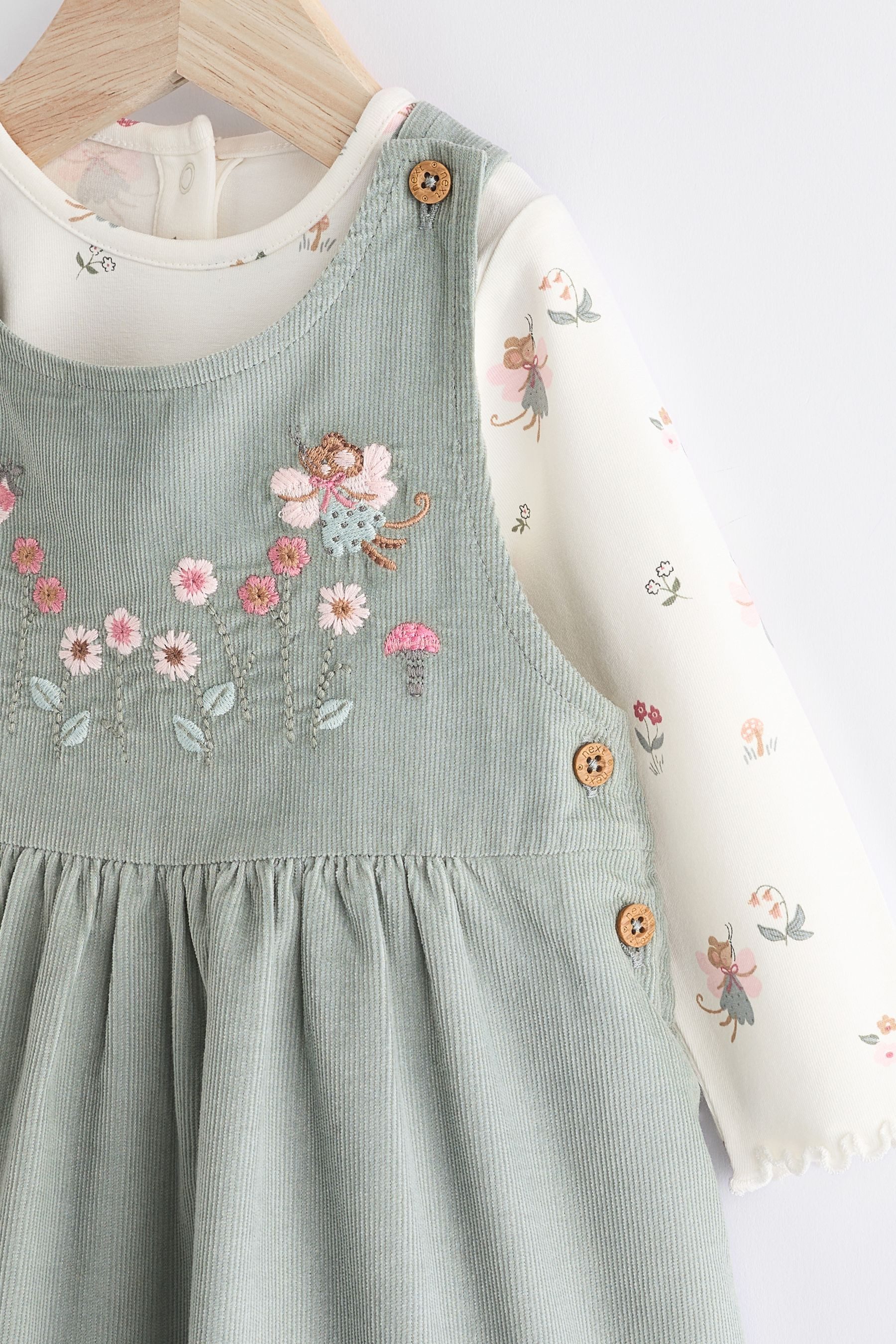 Next Latzkleid Baby Cord-Trägerkleid mit Strumpfhose (3-tlg)