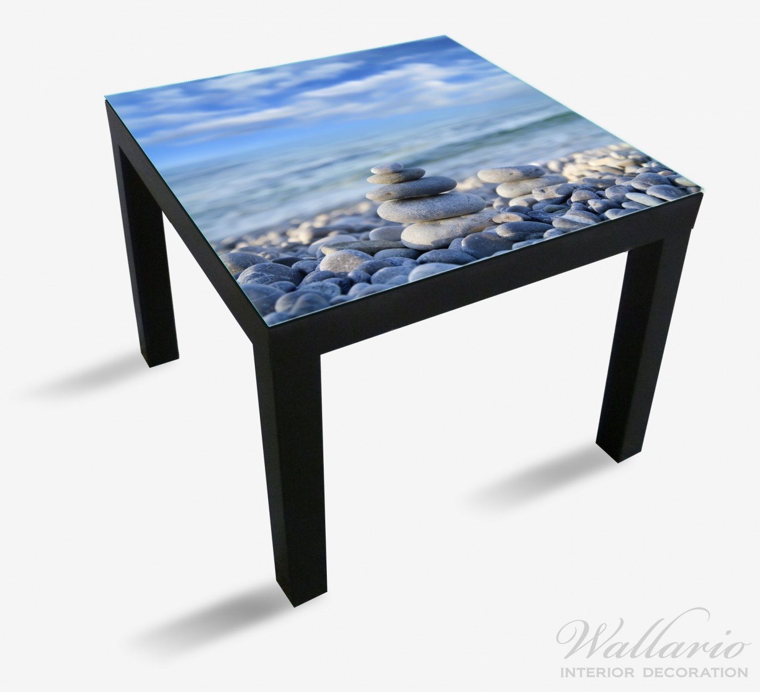 Wallario Tischplatte Steinstapel am (1 St), für Tisch Strand Ikea geeignet Lack