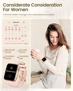 DekeFit G36 OR Smartwatch (1.85 Zoll, Android/iOS), Smartwatch Damen, Fitnessuhr mit Schlafmonitor/Herzfrequenz/SpO2