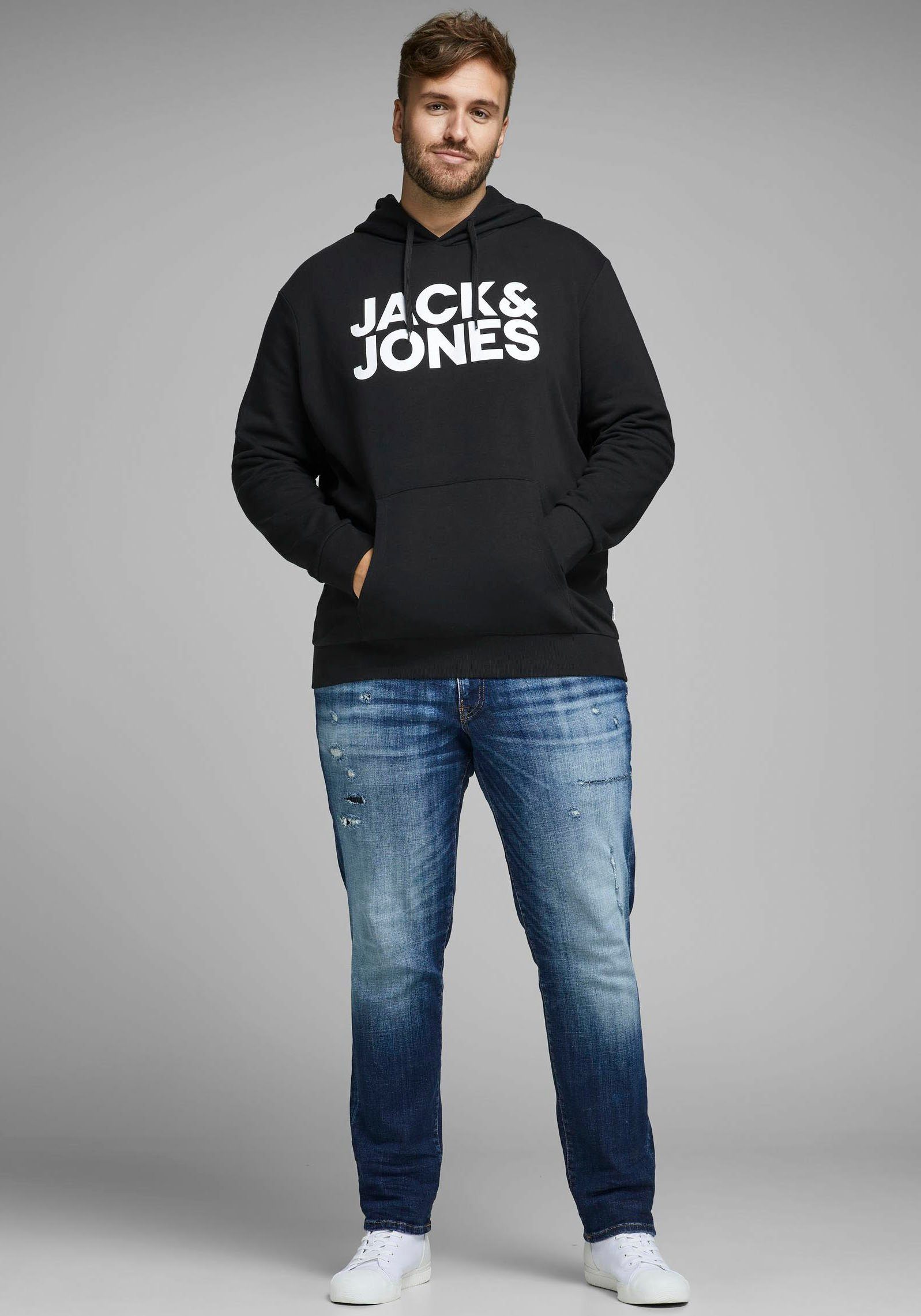 Jack & Jones CORP Kapuzensweatshirt Bis SWEAT Größe schwarz PlusSize 6XL HOOD LOGO