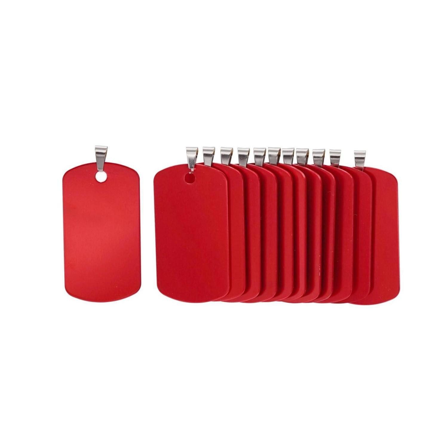 LuxusKollektion Dog Tag Anhänger Hundemarken Aluminium 46x25mm Rot 30 Stück