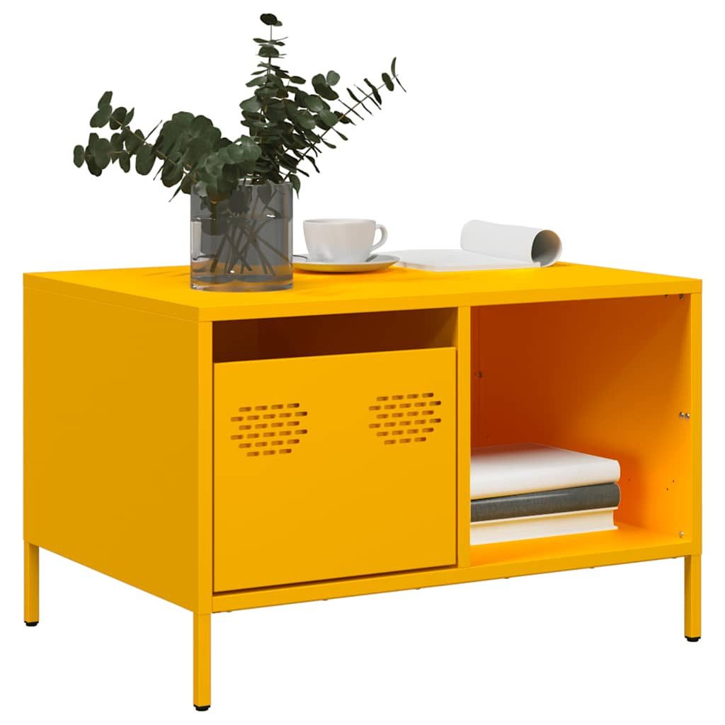 vidaXL Couchtisch Couchtisch Senfgelb 68,5x50x43,5 cm Kaltgewalzter Stahl (1-St)