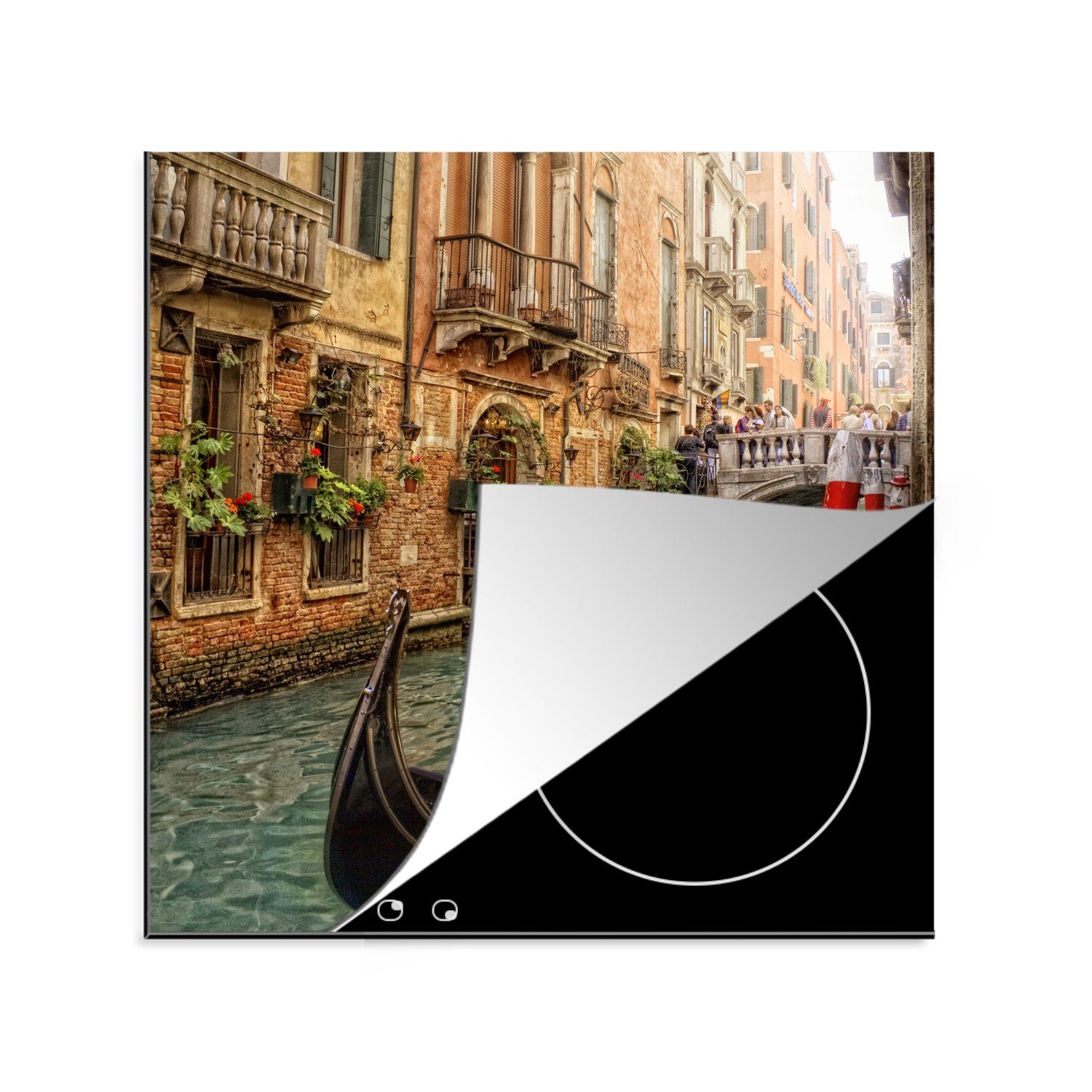 MuchoWow Herdblende-/Abdeckplatte Venedig - (1 Ceranfeldabdeckung, für tlg), - Vinyl, Gondel, Arbeitsplatte küche Italien 78x78 cm