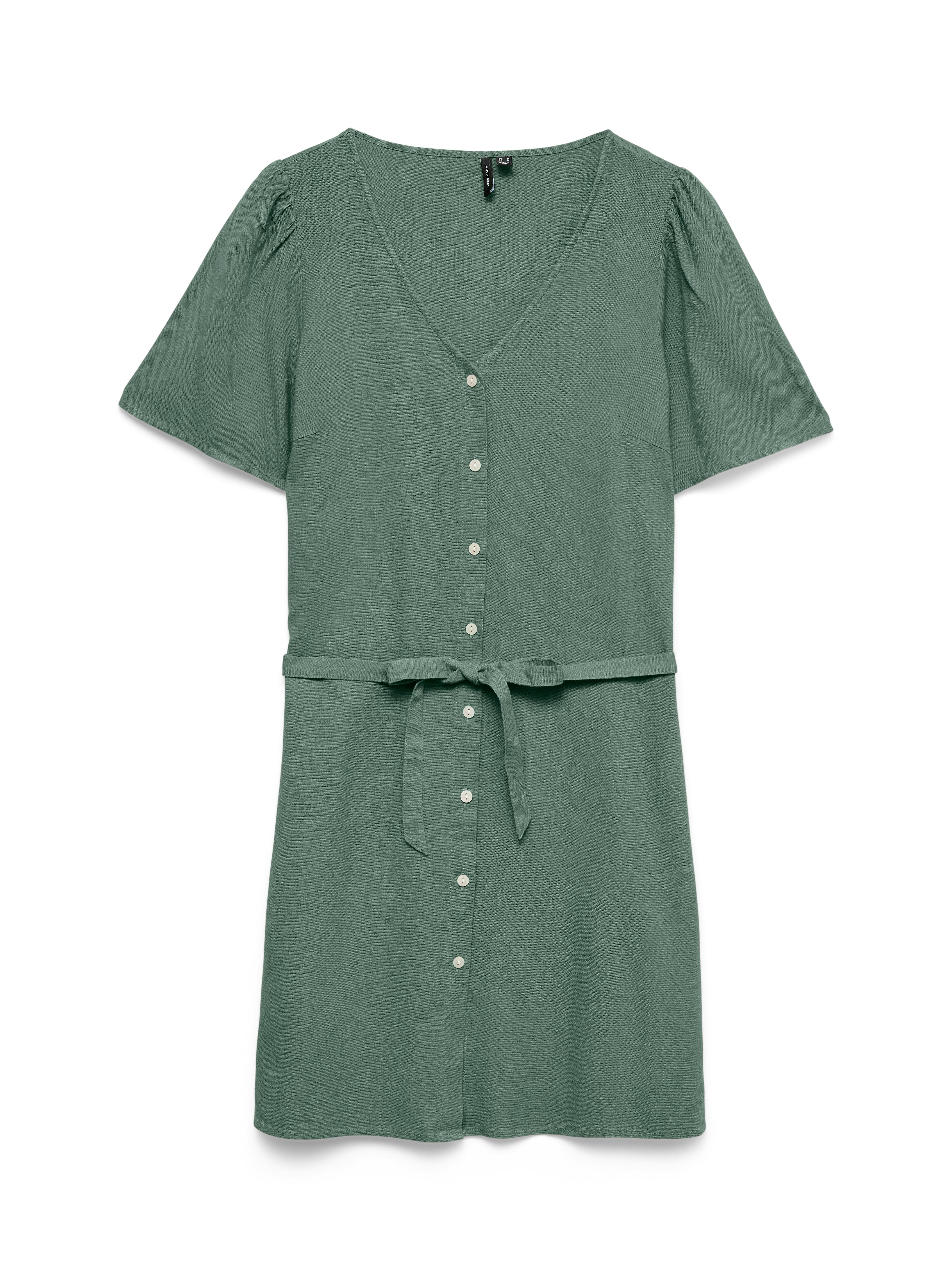 Vero Moda Hemdblusenkleid VMMYMILO 2/4 SHORT SHIRT DRESS WVN GA mit Taillengürtel