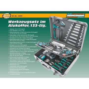 Brüder Mannesmann Werkzeuge Werkzeugset Alu-Werkzeugkoffer, bestückt, 133-tlg, im Koffer