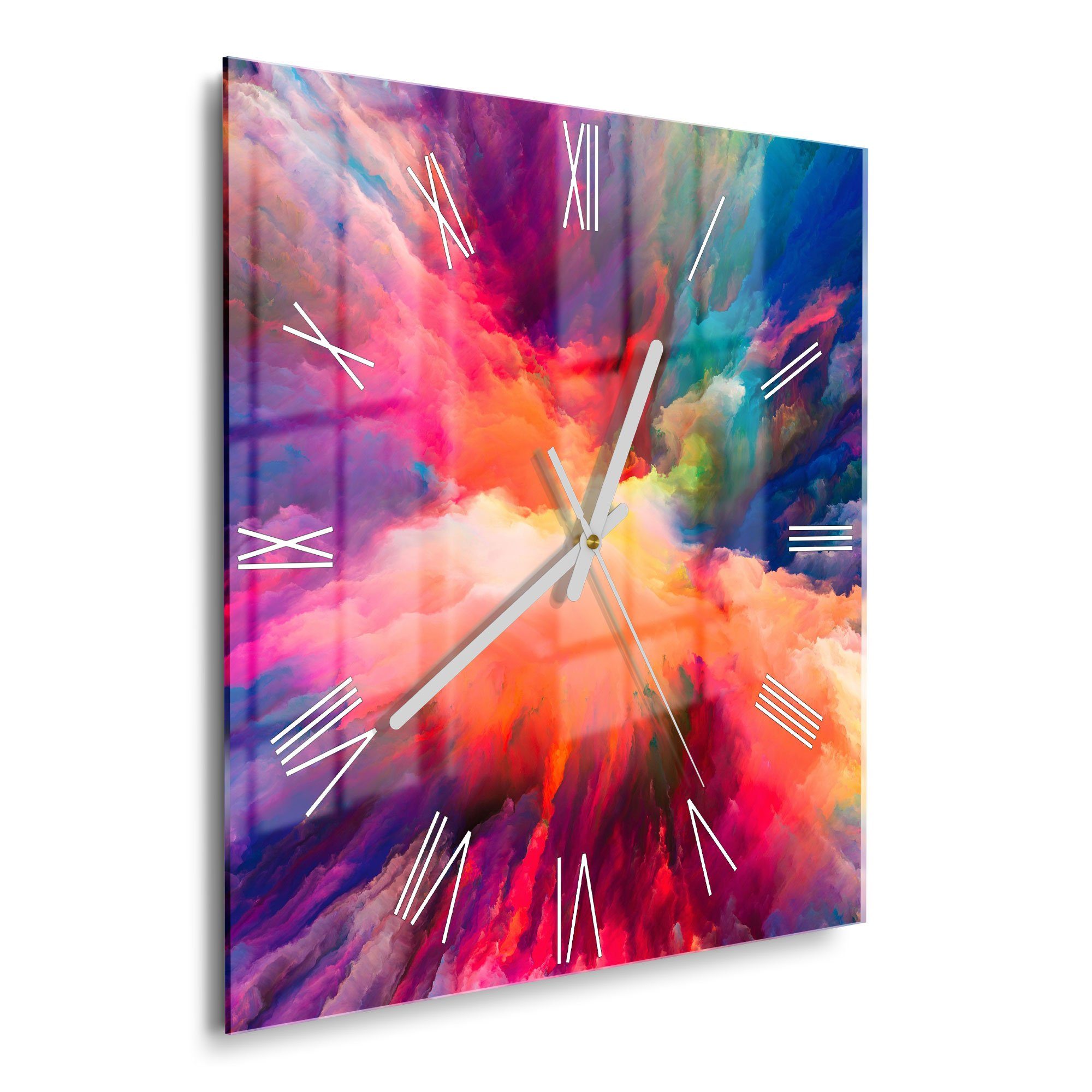DEQORI Wanduhr 'Bunte Farbwolke' (Glas Glasuhr günstig online kaufen