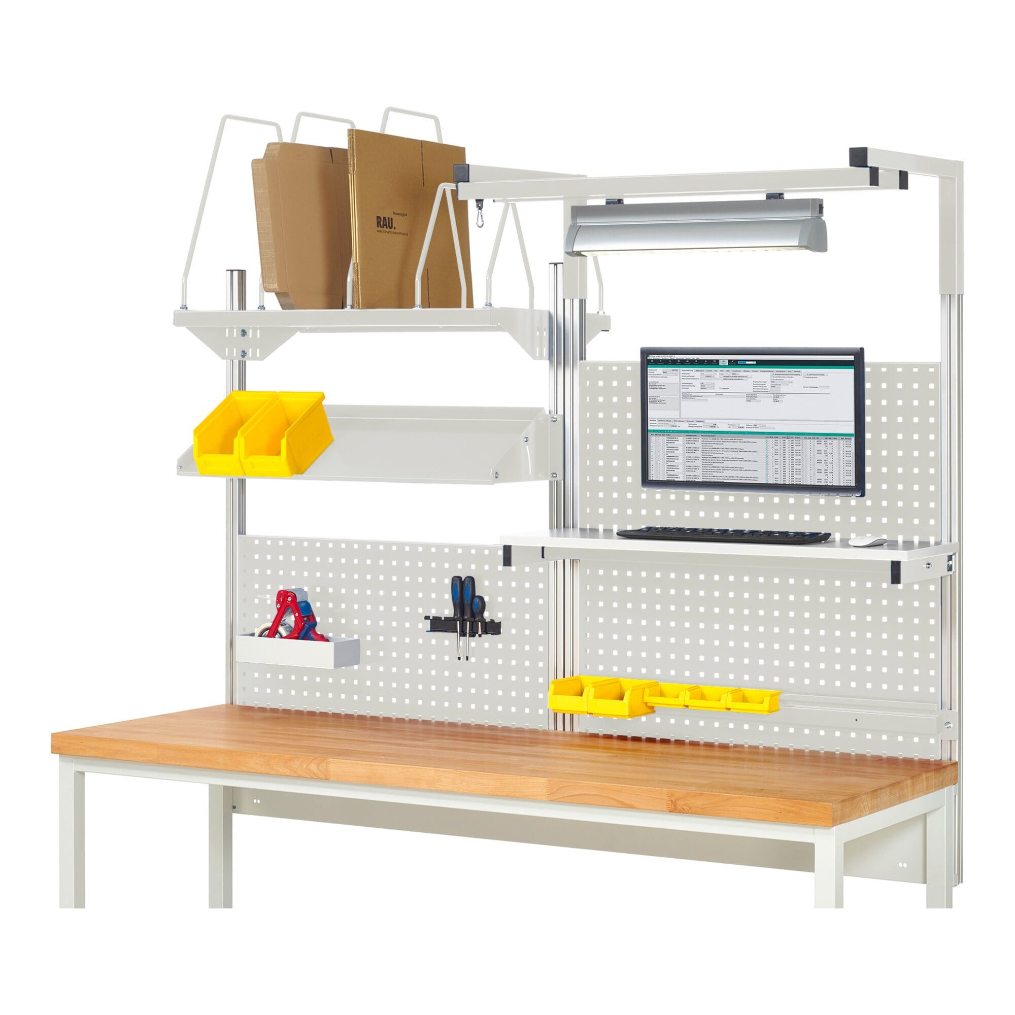 RAU Werkbank Rau System-Aufbau Komplettset 06, für Produktbreite 2000 mm, RAL7035/R