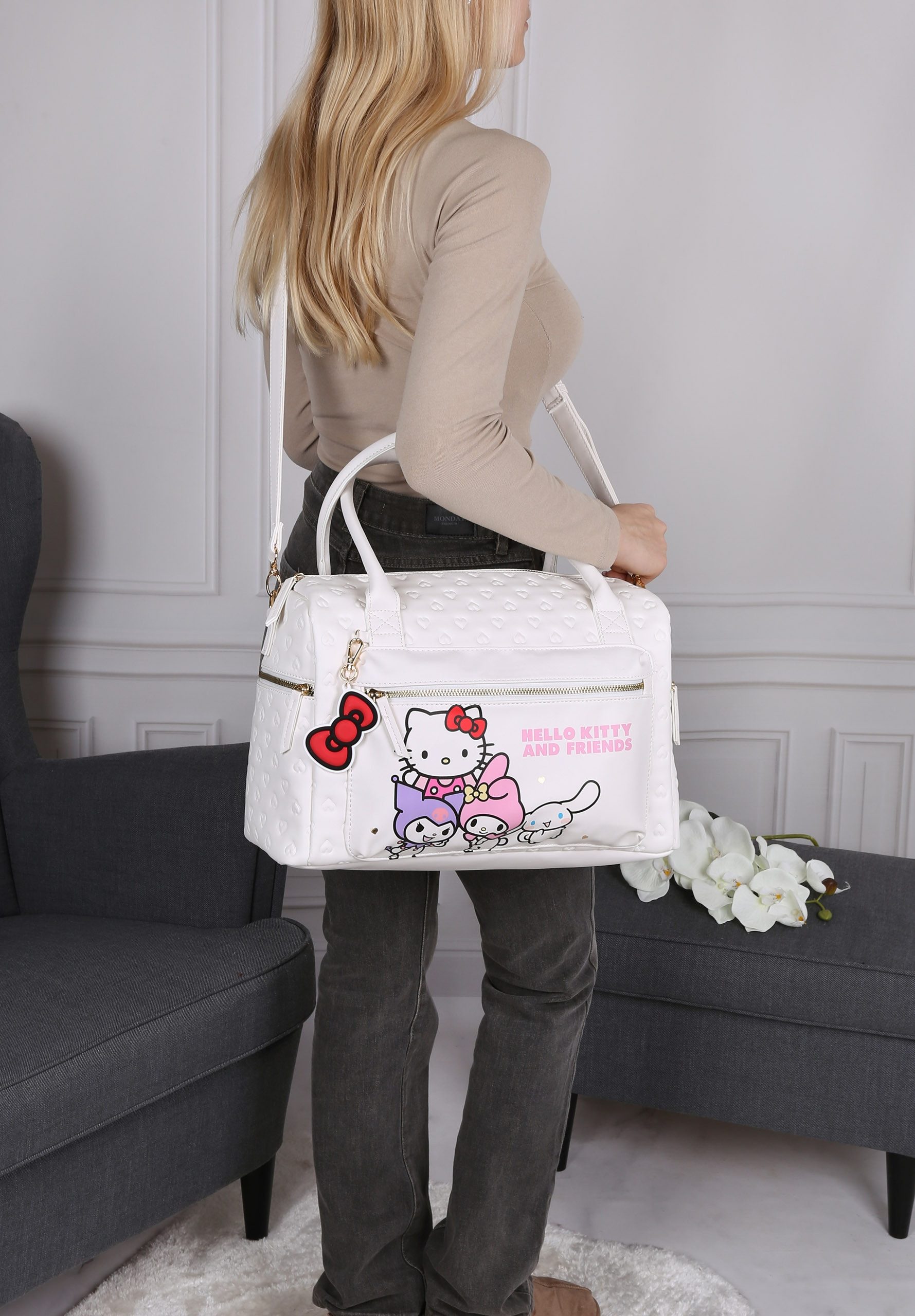 Hello Kitty Handtasche Hello Kitty Weiße Reisetasche mit Reißverschluss 38x26x16 cm