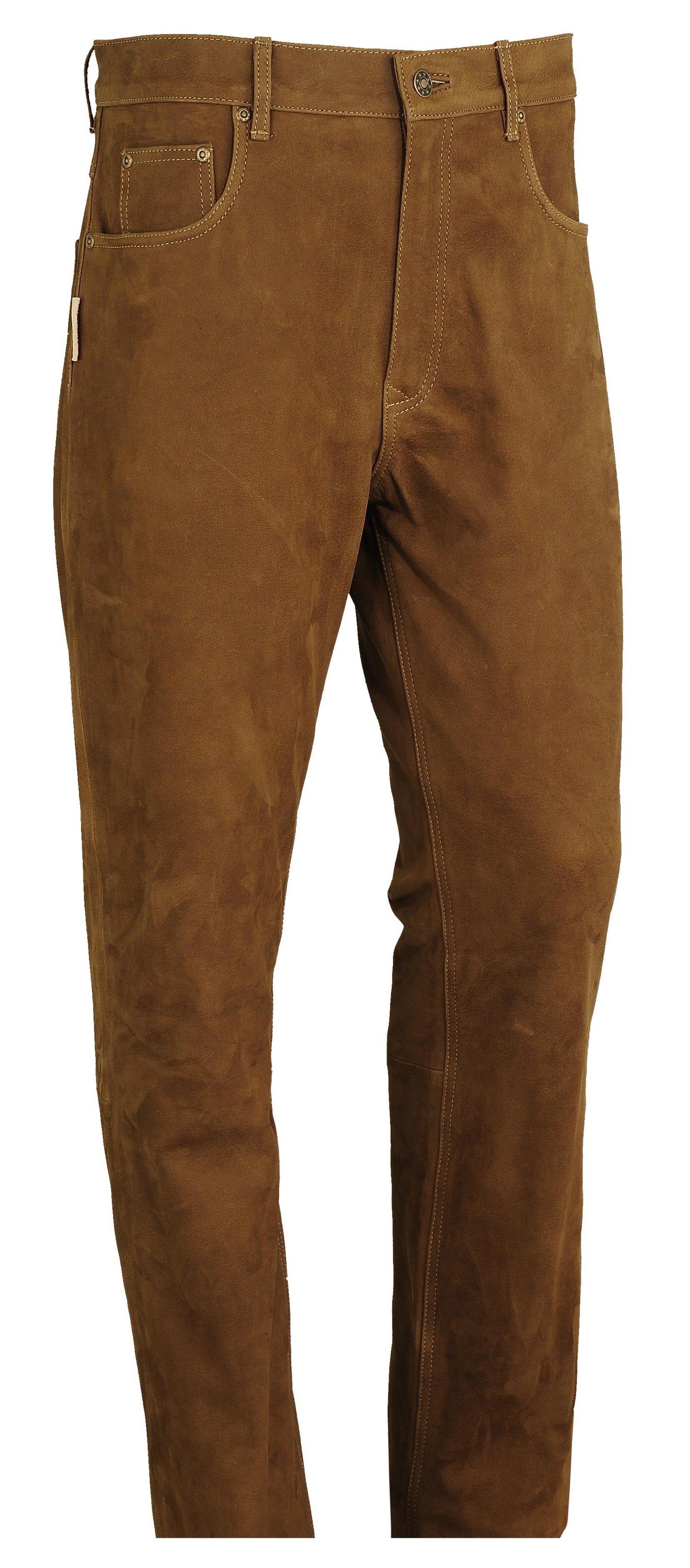 Fuente Leather Wears Lederhose Lederjeans Herren -5 Pocket Lederhose lang Nubuk – Bild 3 von 5