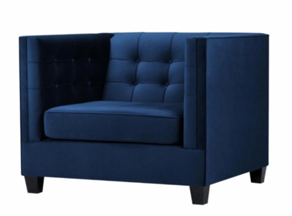 JVmoebel Chesterfield-Sessel, Blauer Chesterfield Sessel Wohnzimmer Textil Stoff Blau Kreative Möbel Modern
