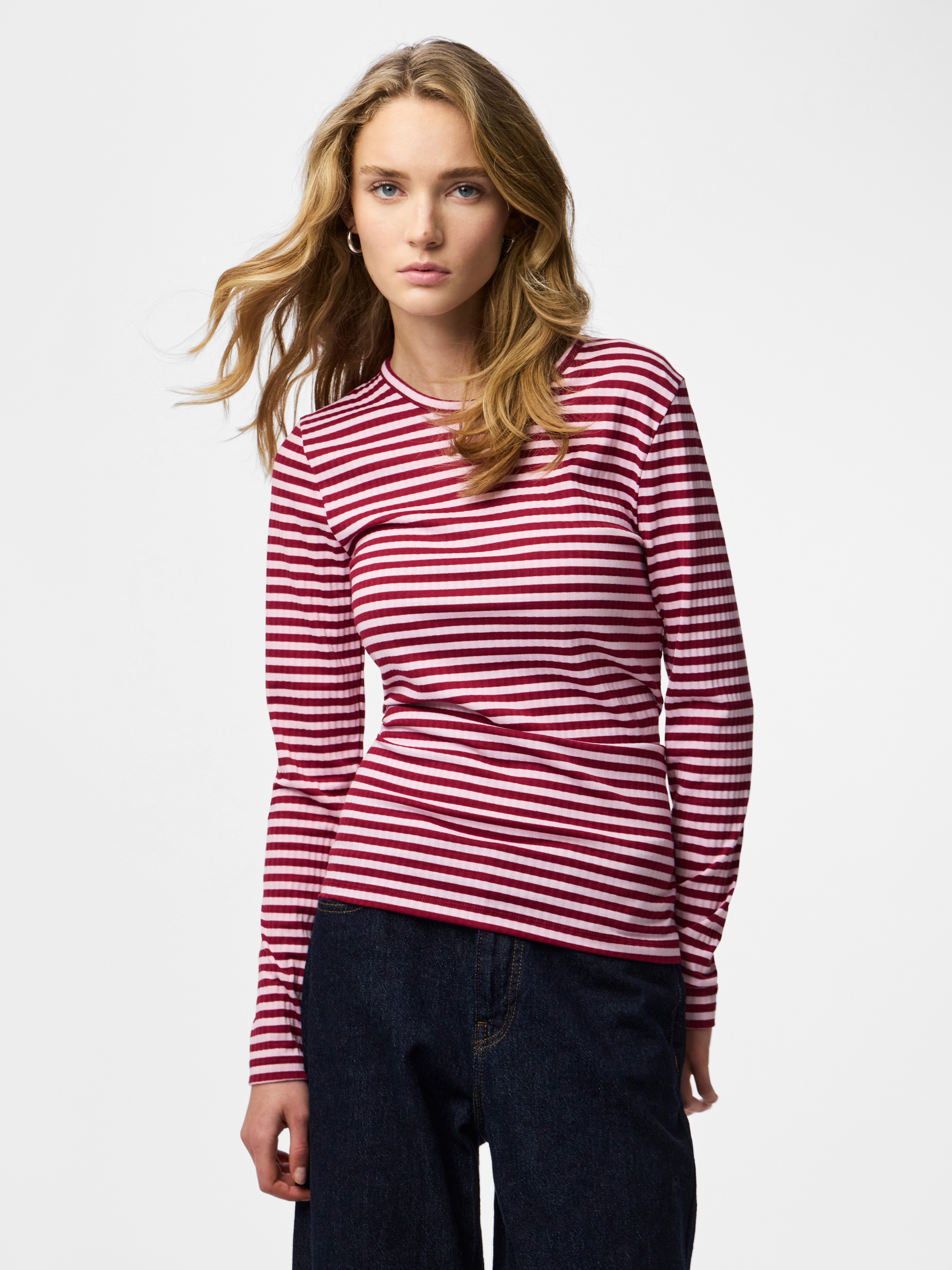 pieces Langarmshirt PCLAYA LS TOP JRS NOOS Materialmix, regular fit
