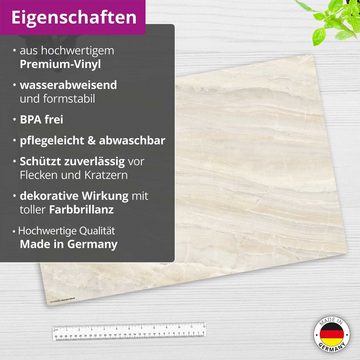 cover-your-desk.de Schreibtischunterlage abwaschbar - Marmorplatte in beige - premium Vinyl - Made in Germany