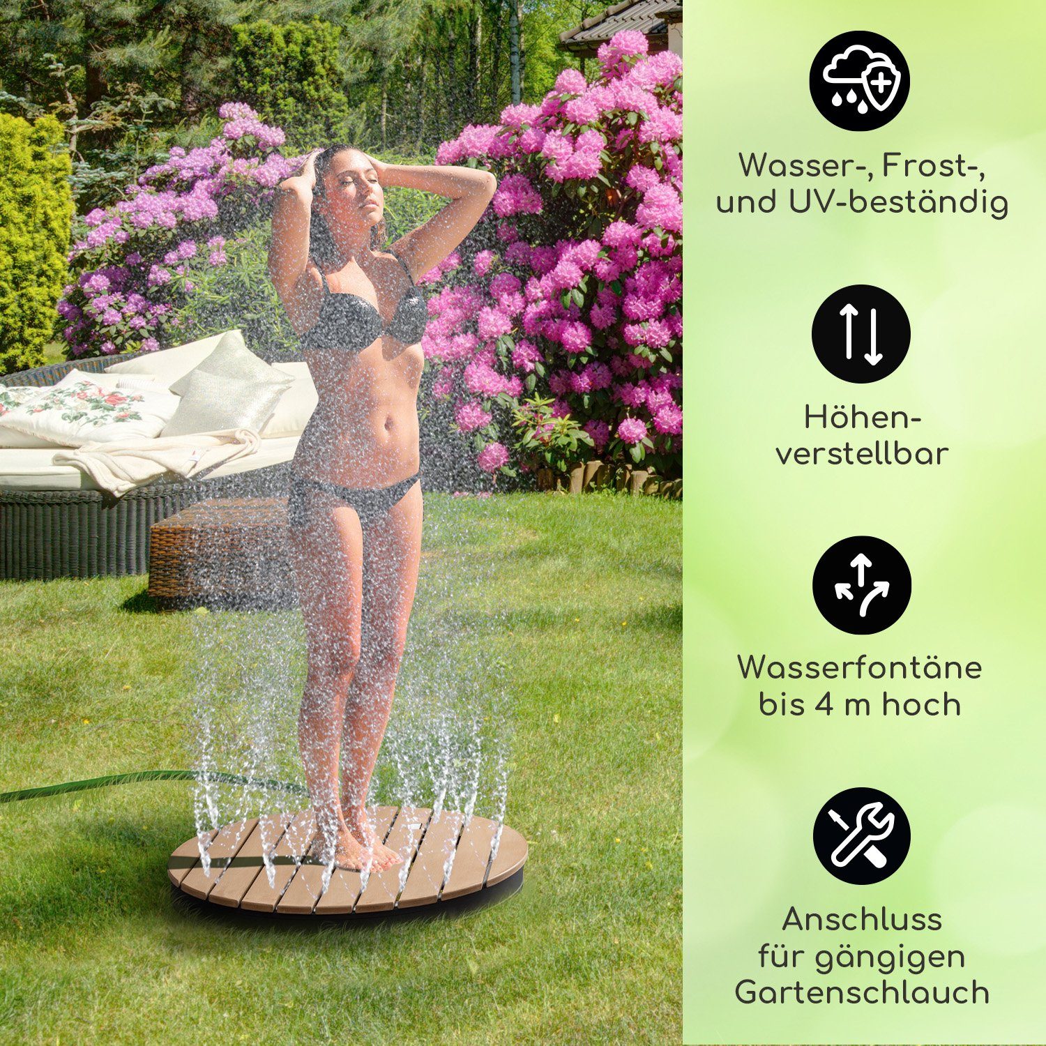 blumfeldt Gartendusche Cool Breeze (Set, 1 St), Outdooor bodenplatte Bodendusche Fußdusche Außen ohne Stromanschluss
