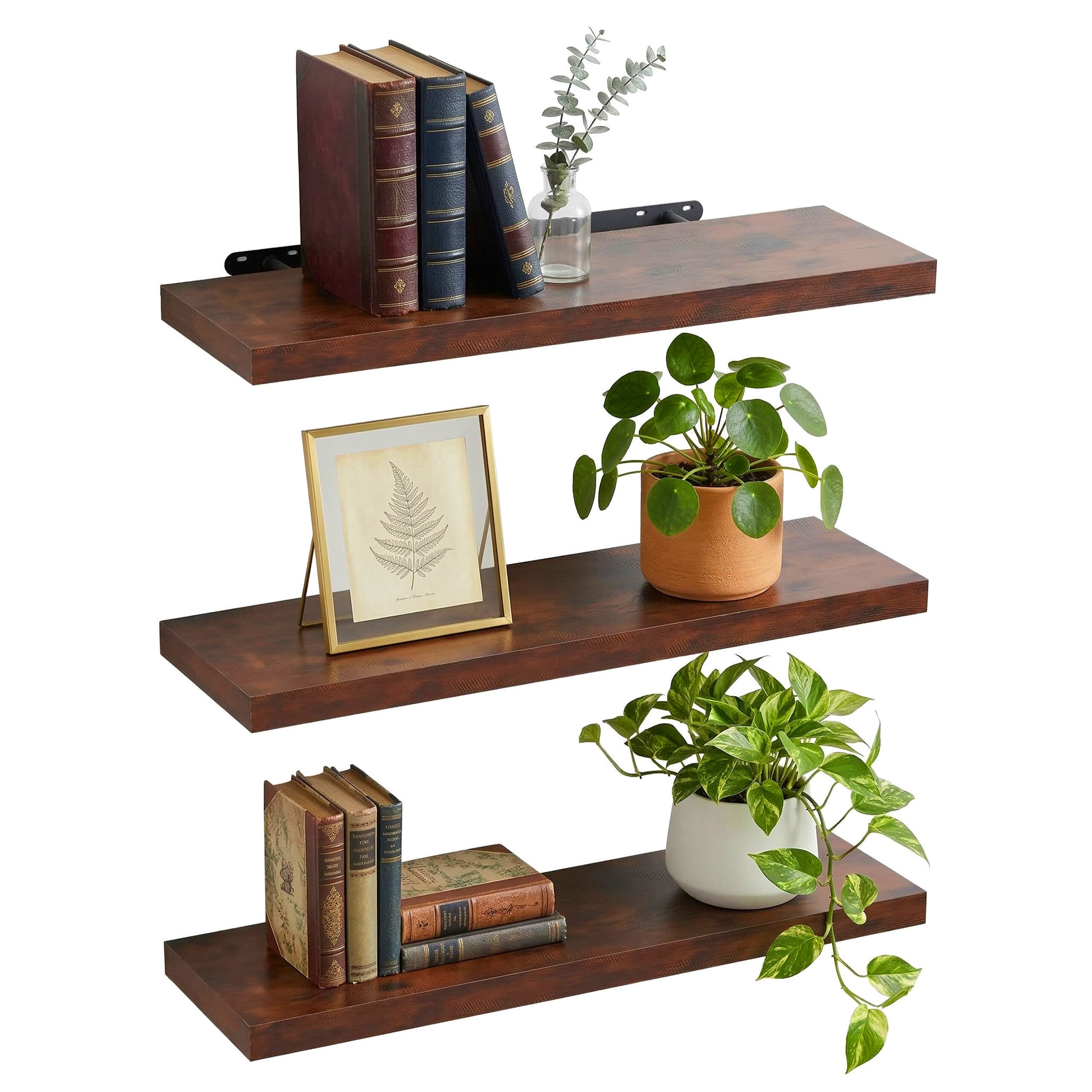 relaxdays Wandregal im 3er Set, 3-tlg., Industrial, 80 cm