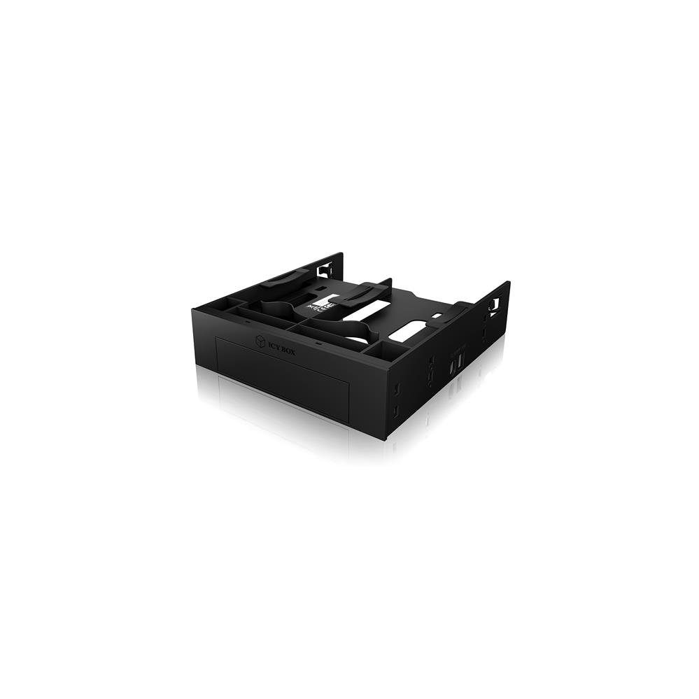 ICY BOX Einbaurahmen IB-5251, mit Frontblende, 5,25 Zoll Einbauschacht, für 2x 2,5" SSD und 1x 3,5" HDD, Schwarz