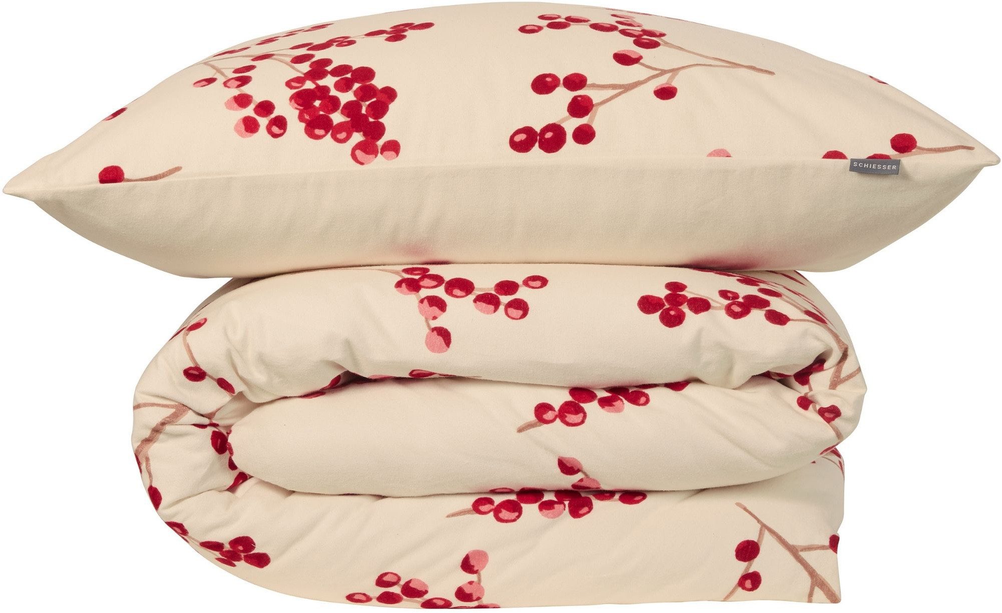Schiesser Wendebettwäsche Rowan aus weicher Baumwolle in wunderschönem Beerenprint, Feinbiber, 2 teilig, OEKO-TEX® MADE IN GREEN