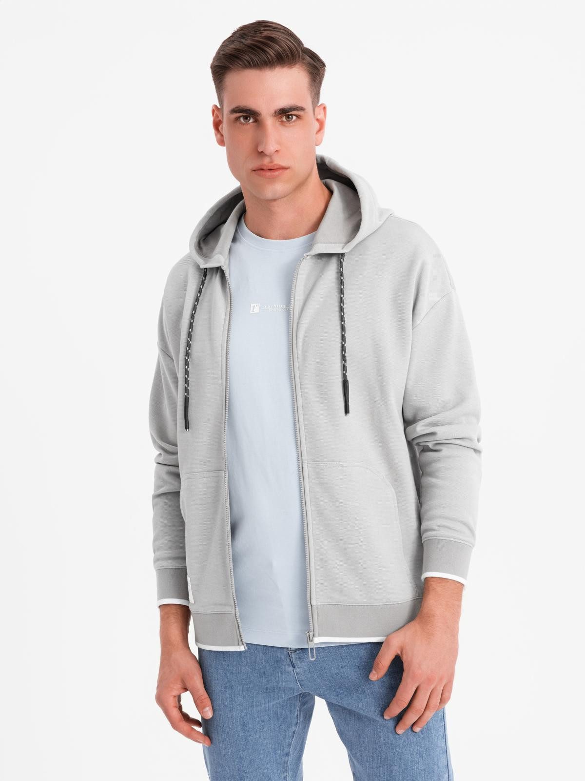 OMBRE Kapuzensweatjacke Weich strukturiertes Sweatshirt mit Kapuze für Herren