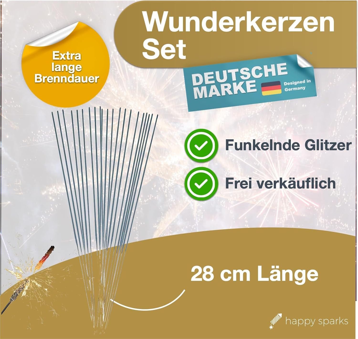 happy sparks® Geburtstagskerze Wunderkerzen 28 cm günstig online kaufen