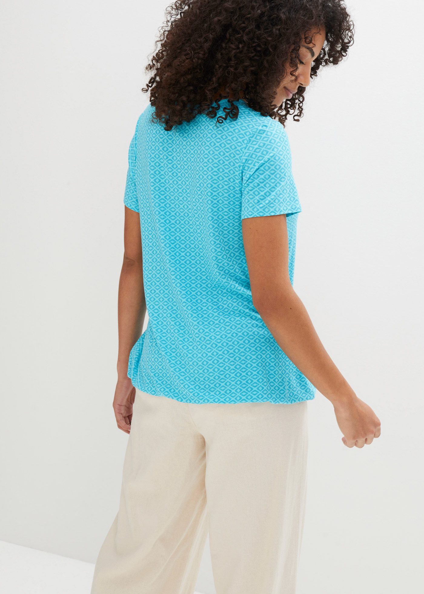 bonprix T-Shirt Regular Fit, Kurzarm-Design, mit Gummizug, aus Viskose und günstig online kaufen