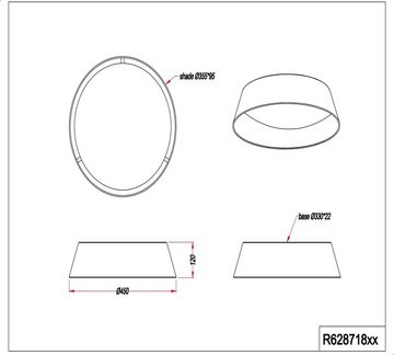 TRIO Leuchten LED Deckenleuchte Ponts, LED fest integriert, Warmweiß, schwarz goldfarbig, Stoffschirm und Acrylschirm, warmweiß 3000 Kelvin