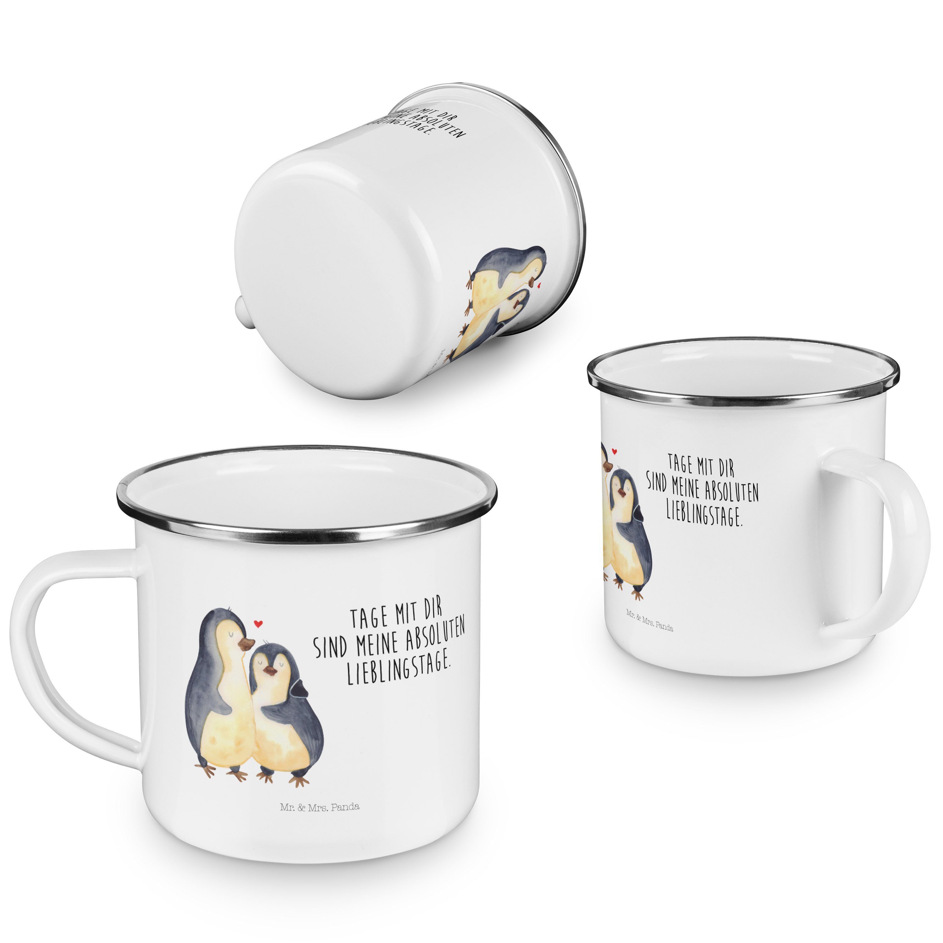 Panda Mrs. - Geschenk, Mr. - Becher Emaille Liebe, & Pinguin Weiß Verlobung, Meta, umarmend Jahrestag,