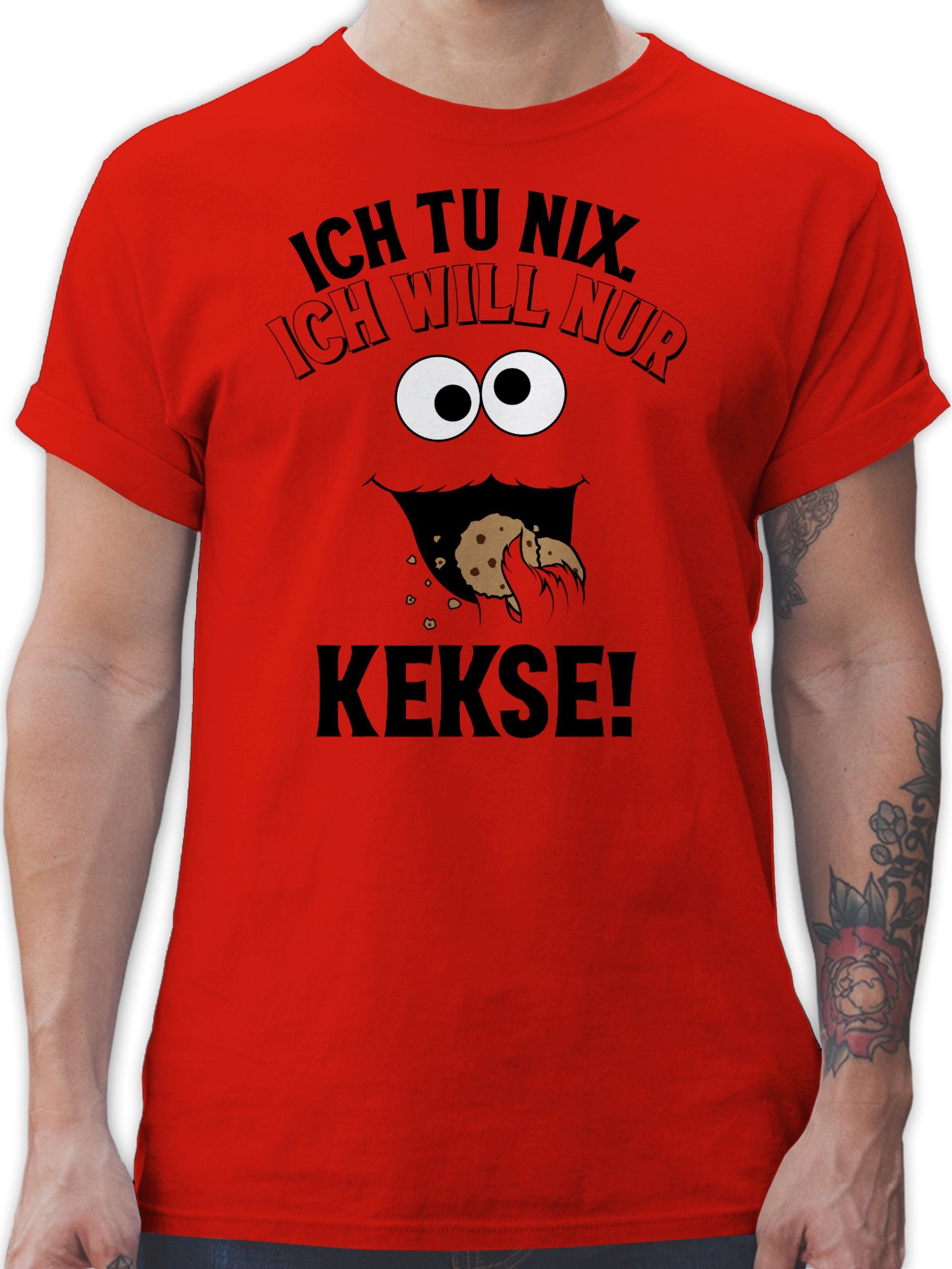 Shirtracer T-Shirt Ich tu nix Ich will nur Kekse - Keksmonster Karneval Outfit 3 Rot