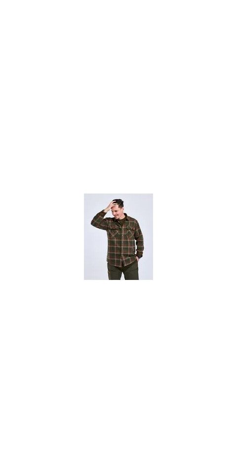 Pinewood Flanellhemd Prestwick Exclusive Shirt GREEN/BURNED ORANGE