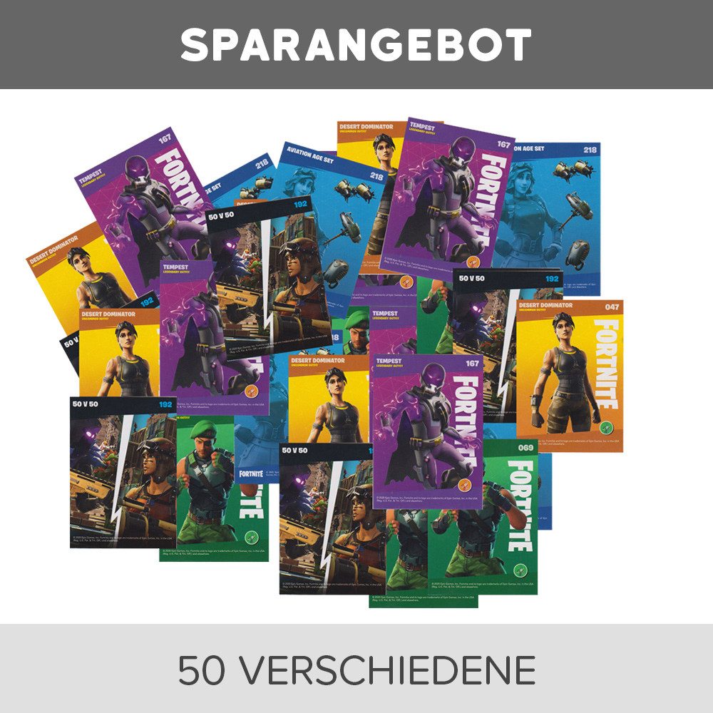 Fortnite Sammelkarte Fortnite Reloaded - Trading Cards - 50 verschiedene, zufällige Karten