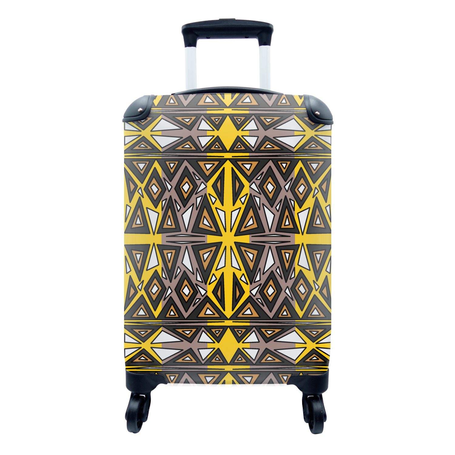 MuchoWow Handgepäckkoffer Afrika - Geometrie - Muster, 4 Rollen, Reisetasche mit rollen, Handgepäck für Ferien, Trolley, Reisekoffer