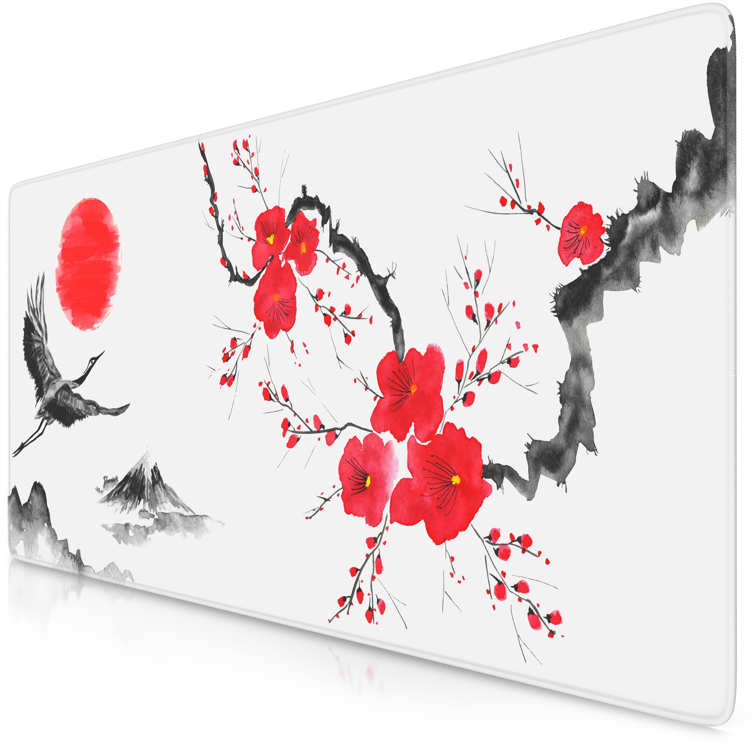 Titanwolf Gaming Mauspad XXL Speed Mousepad 900 x 400 x 3 mm, Schreibtischauflage, abwaschbar, rutschfeste Rückseite, Geschwindigkeit & Präzision, Ink Sakura 6