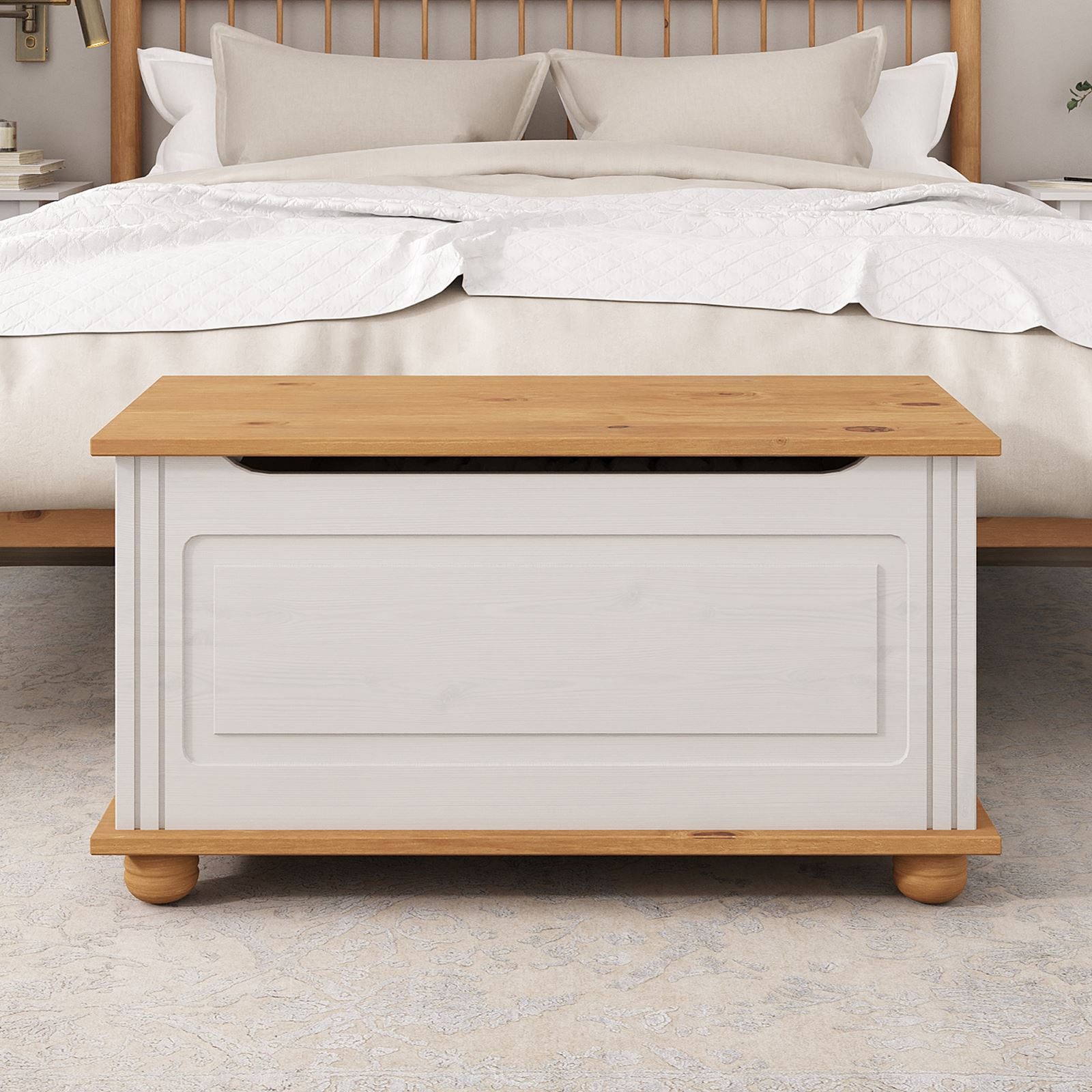 IDIMEX Sitztruhe BRISTOL, Truhenbank im Landhausstil aus Massivholz Weiß/Br günstig online kaufen