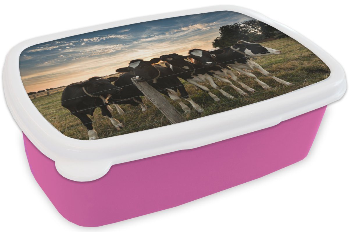 - Kühe MuchoWow Lunchbox Kinder, - für Kunststoff Brotbox Tiere Erwachsene, rosa Mädchen, Brotdose Bauernhof, Snackbox, Kunststoff, (2-tlg),
