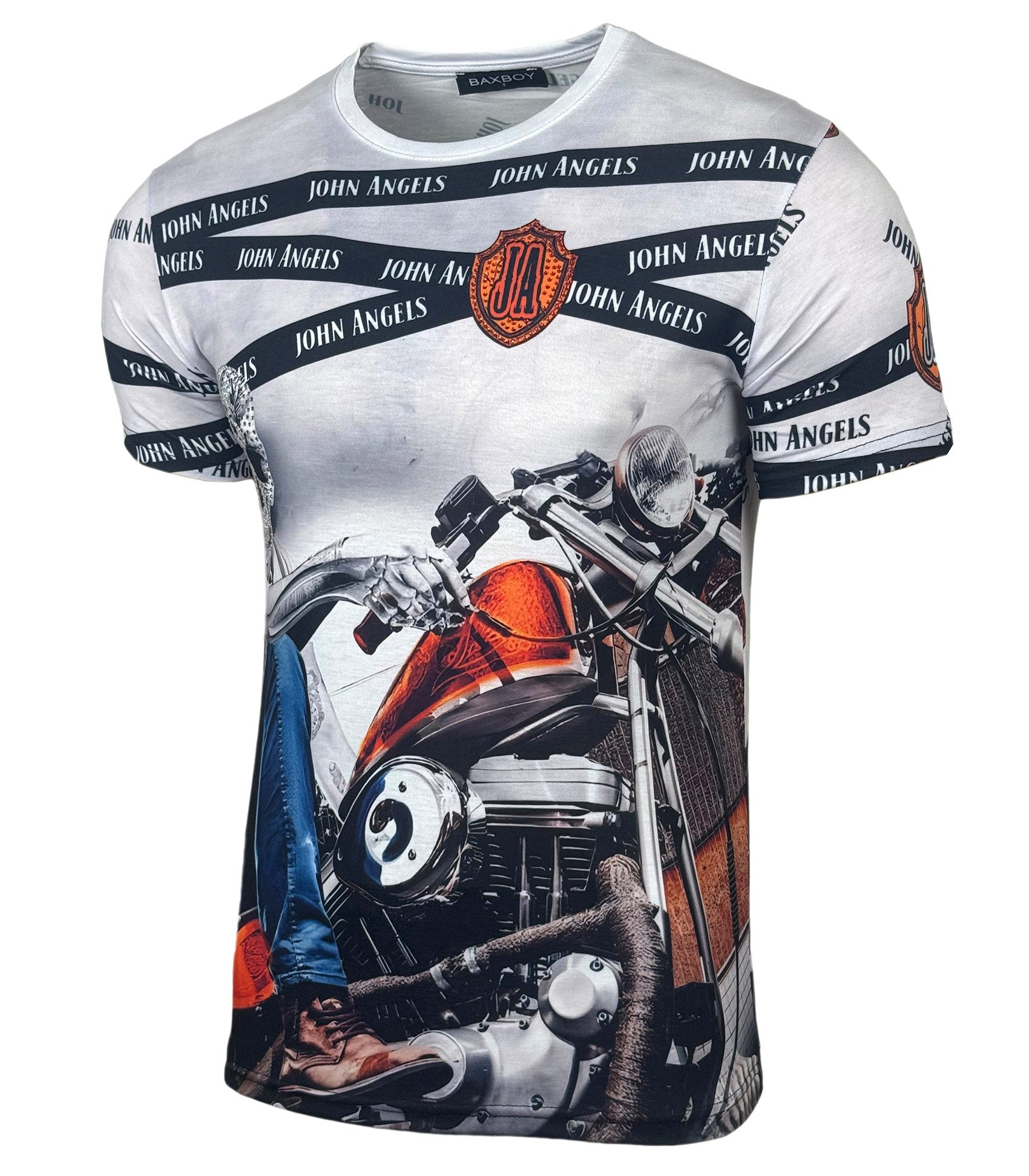 Baxboy T-Shirt Baxboy Moderner Männer Kurzarm Allover Print T-Shirt 220-229
