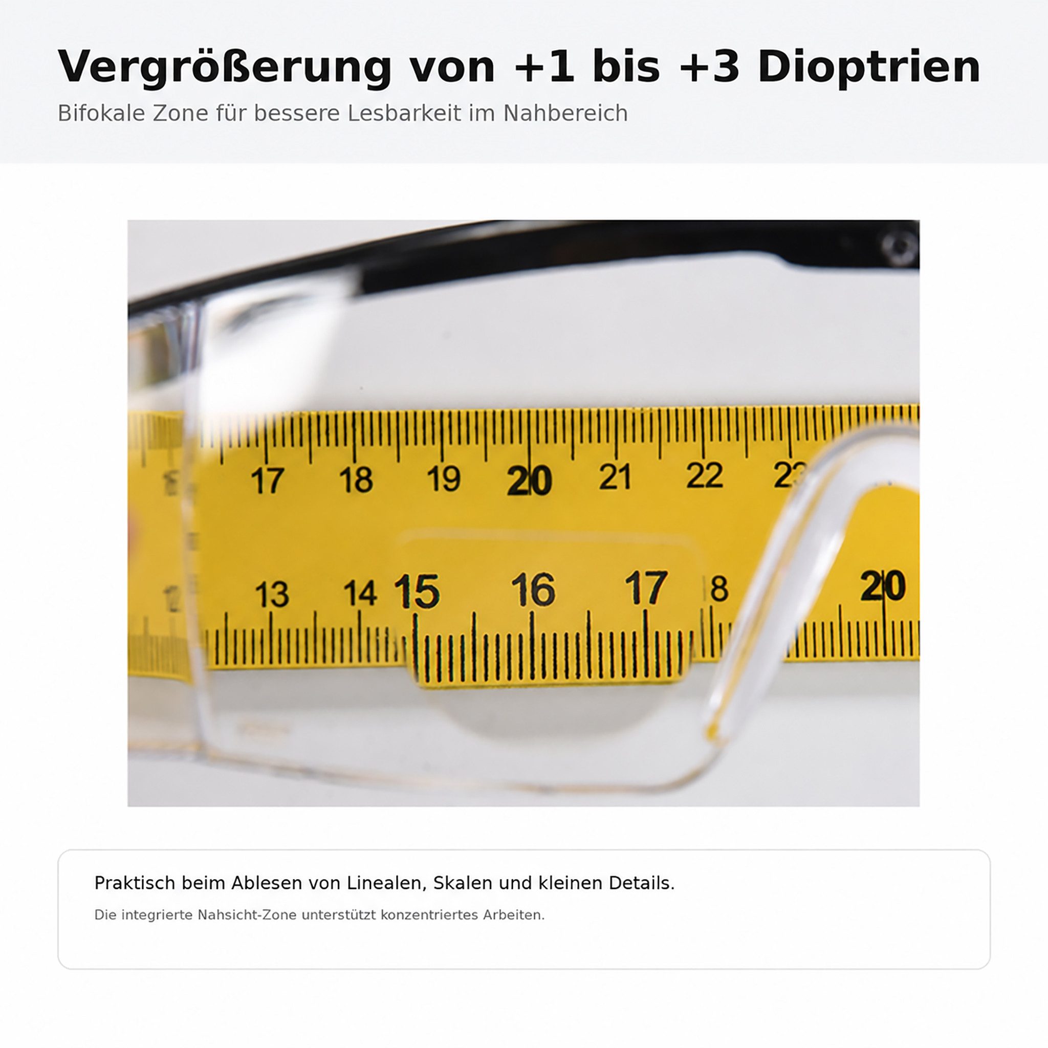 Yato Arbeitsschutzbrille Schutzbrille Lesebrille Arbeitsbrille mit Sehstärke 1 - 3 dpt