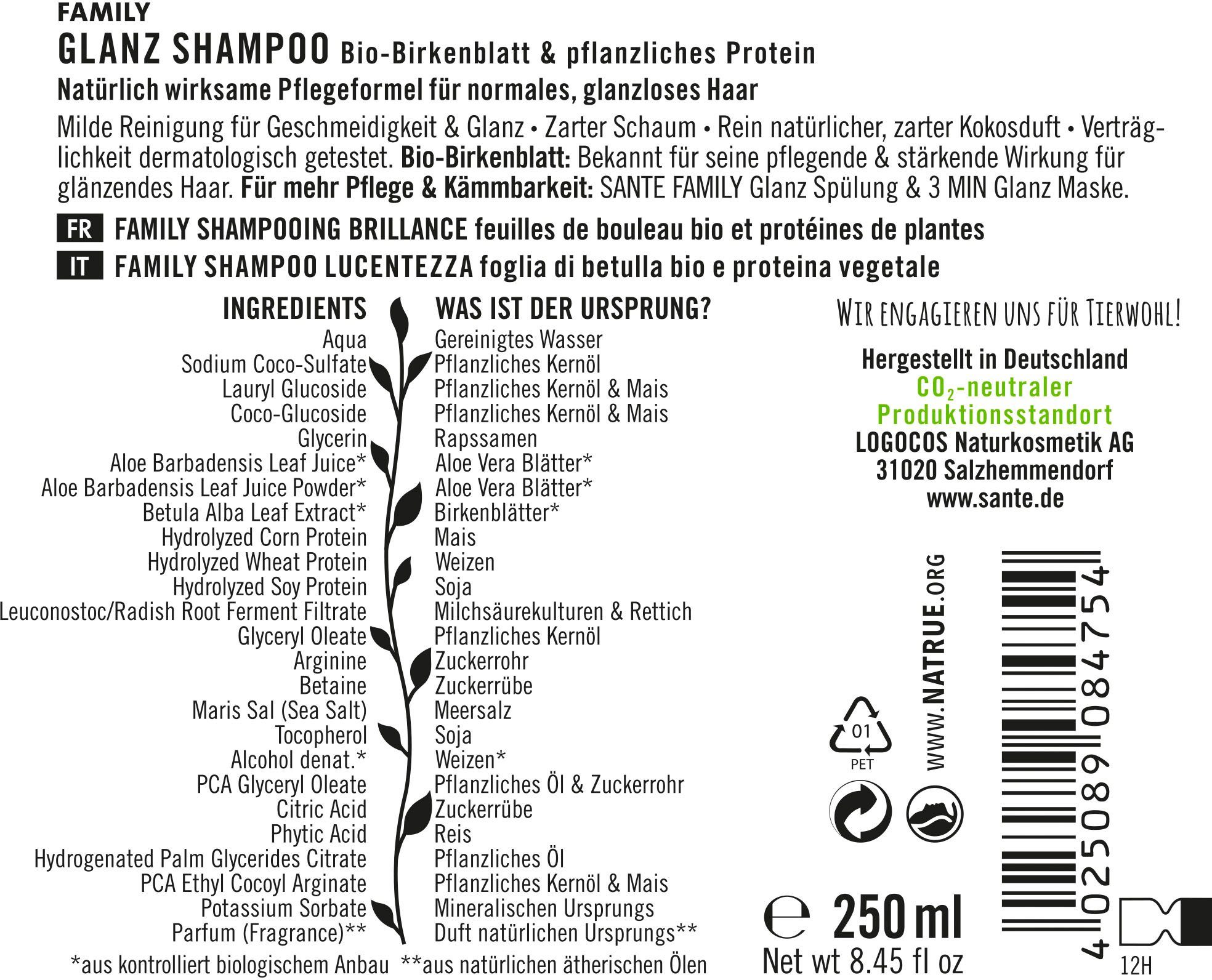 Haarshampoo SANTE Shampoo FAMILY Glanz