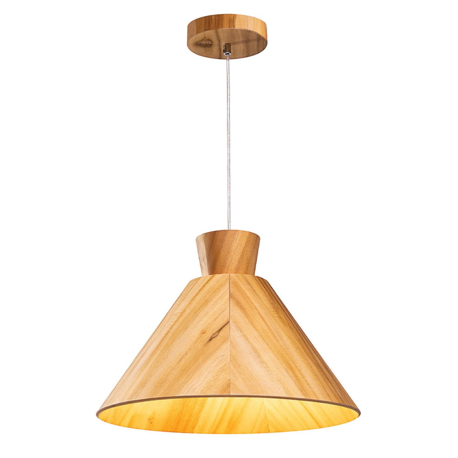 Licht-Erlebnisse Pendelleuchte HENRI, ohne Leuchtmittel, Holz Furnier E27 D: 40 cm Modern wohnlich