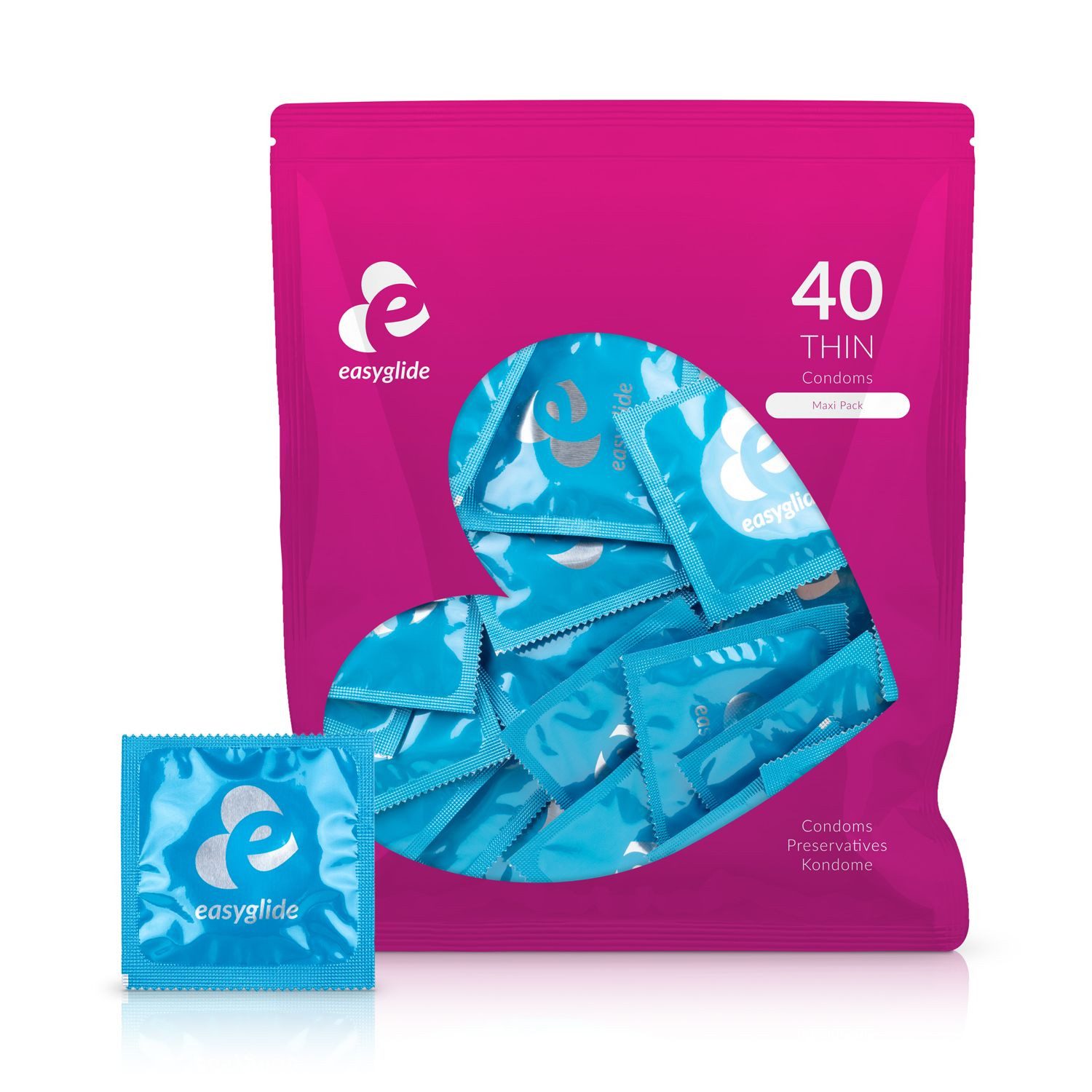 EasyGlide Kondome Extra Dünne Kondome 40 Stück anatomisch geformt easy ...