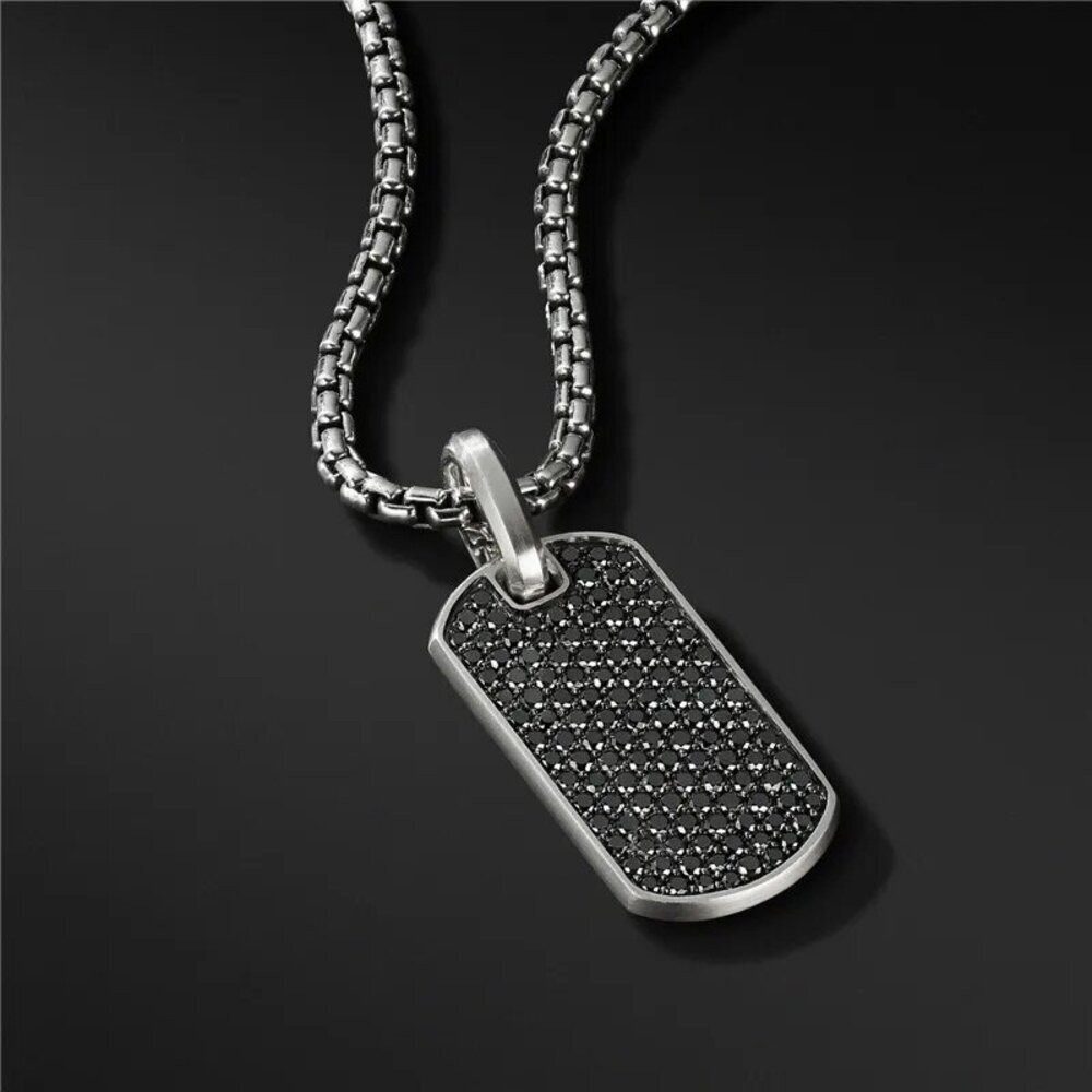 ROUGEMONT Kette mit Anhänger Massive Herren Statement Halskette 60cm Dogtag, Wasserfest